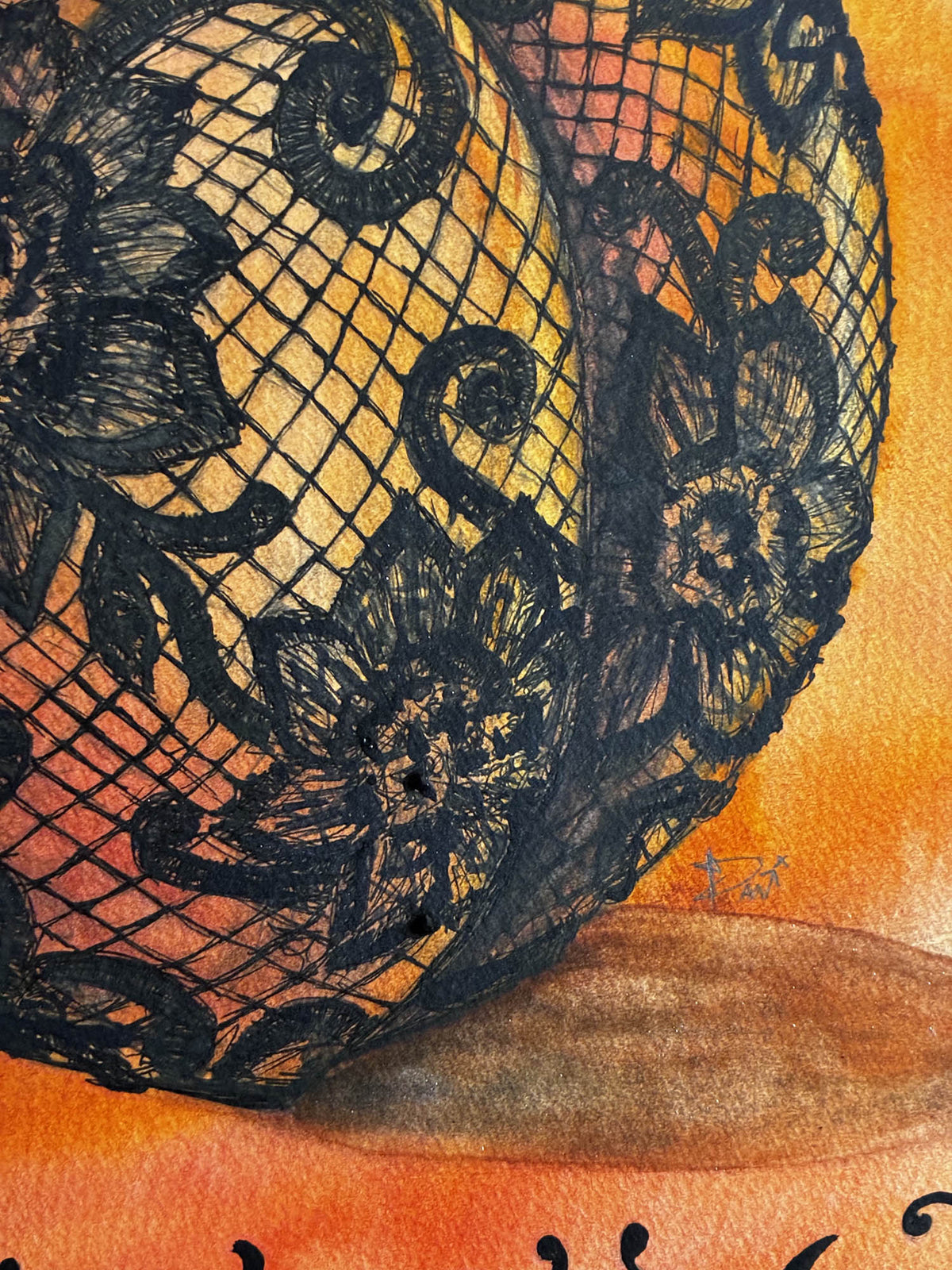Peachy Lace Peach Watercolor & Ink Painting – 11x14 - Urban Muse & Sultry Hues