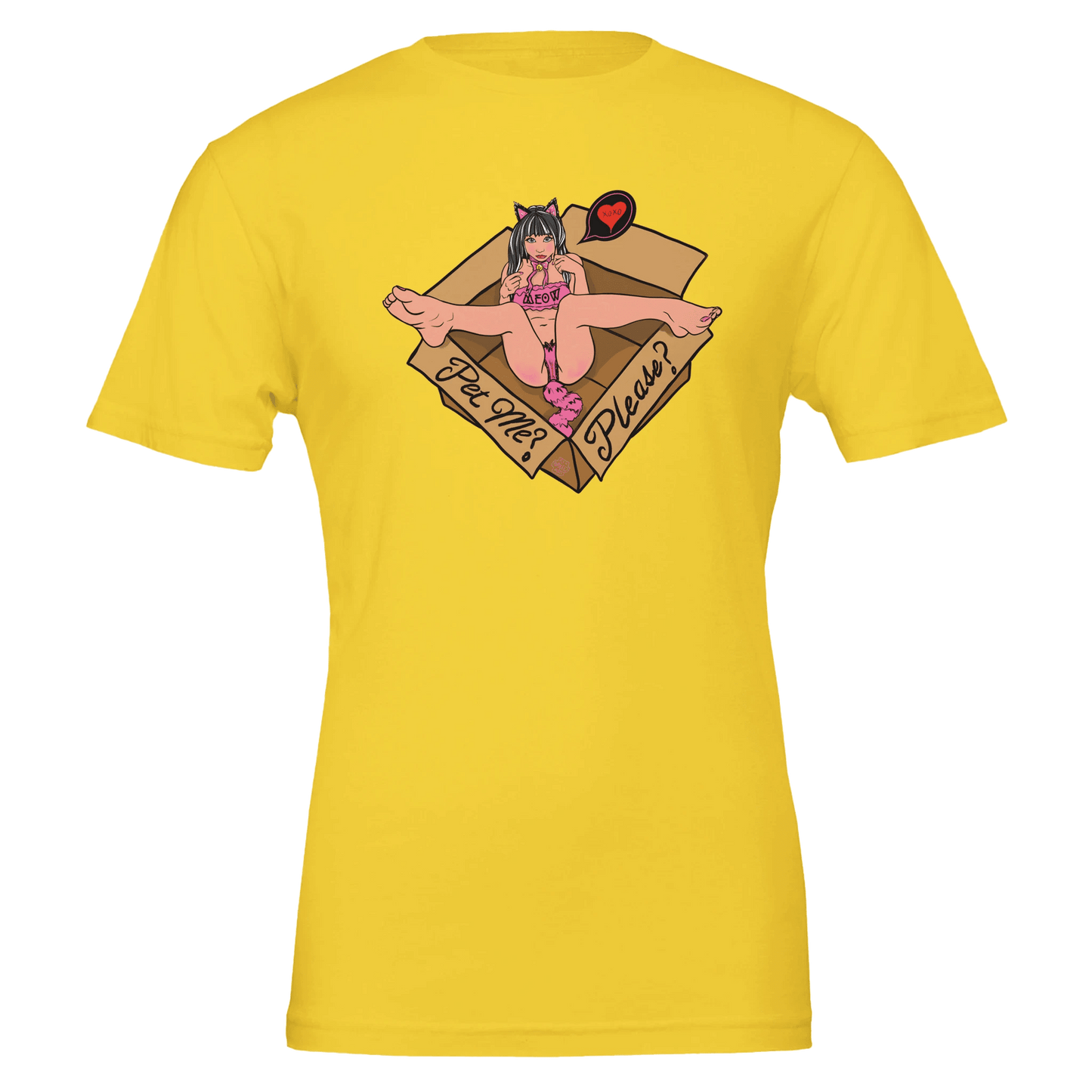 Pet Me Please? Kawaii Cat Girl Tee – Bella + Canvas 3001 - Urban Muse & Sultry Hues