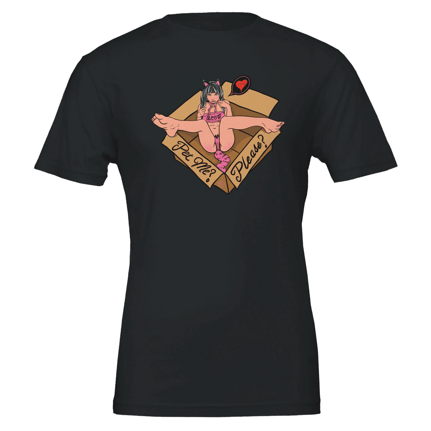 Pet Me Please? Kawaii Cat Girl Tee – Bella + Canvas 3001 - Urban Muse & Sultry Hues