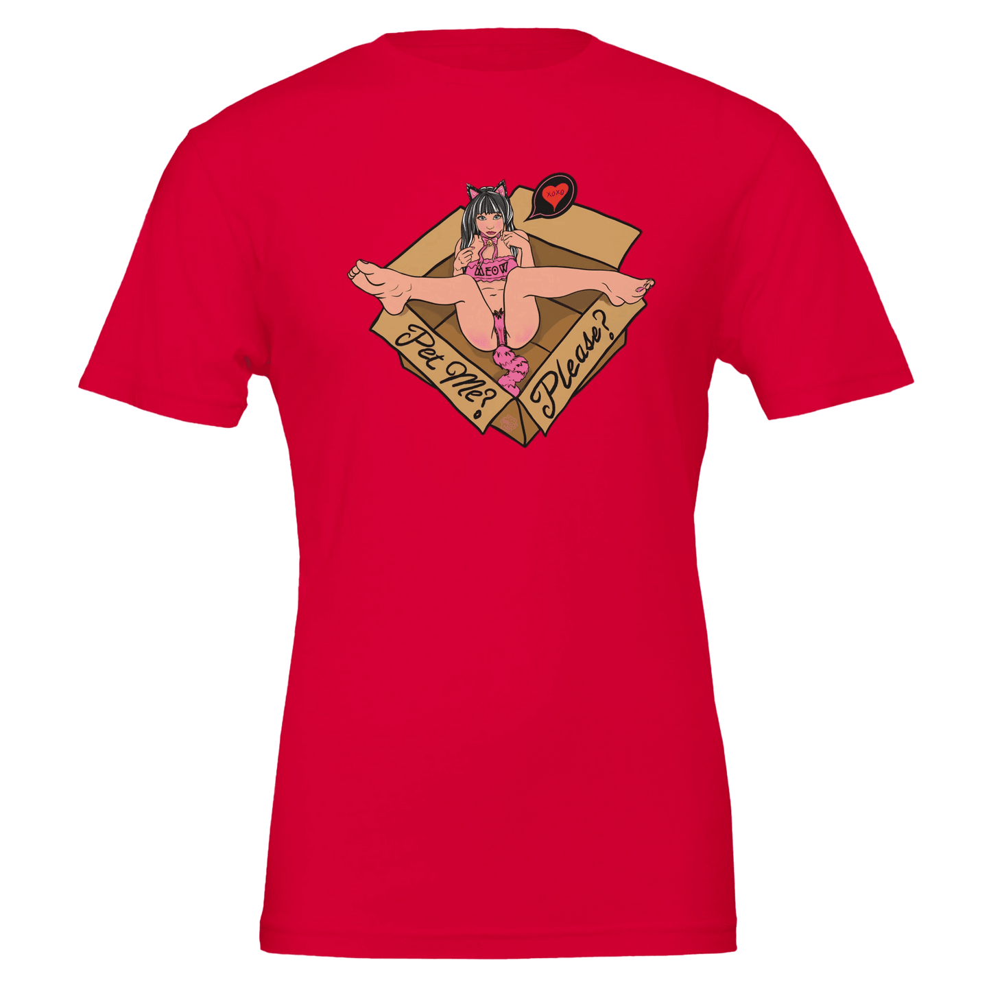 Pet Me Please? Kawaii Cat Girl Tee – Bella + Canvas 3001 - Urban Muse & Sultry Hues