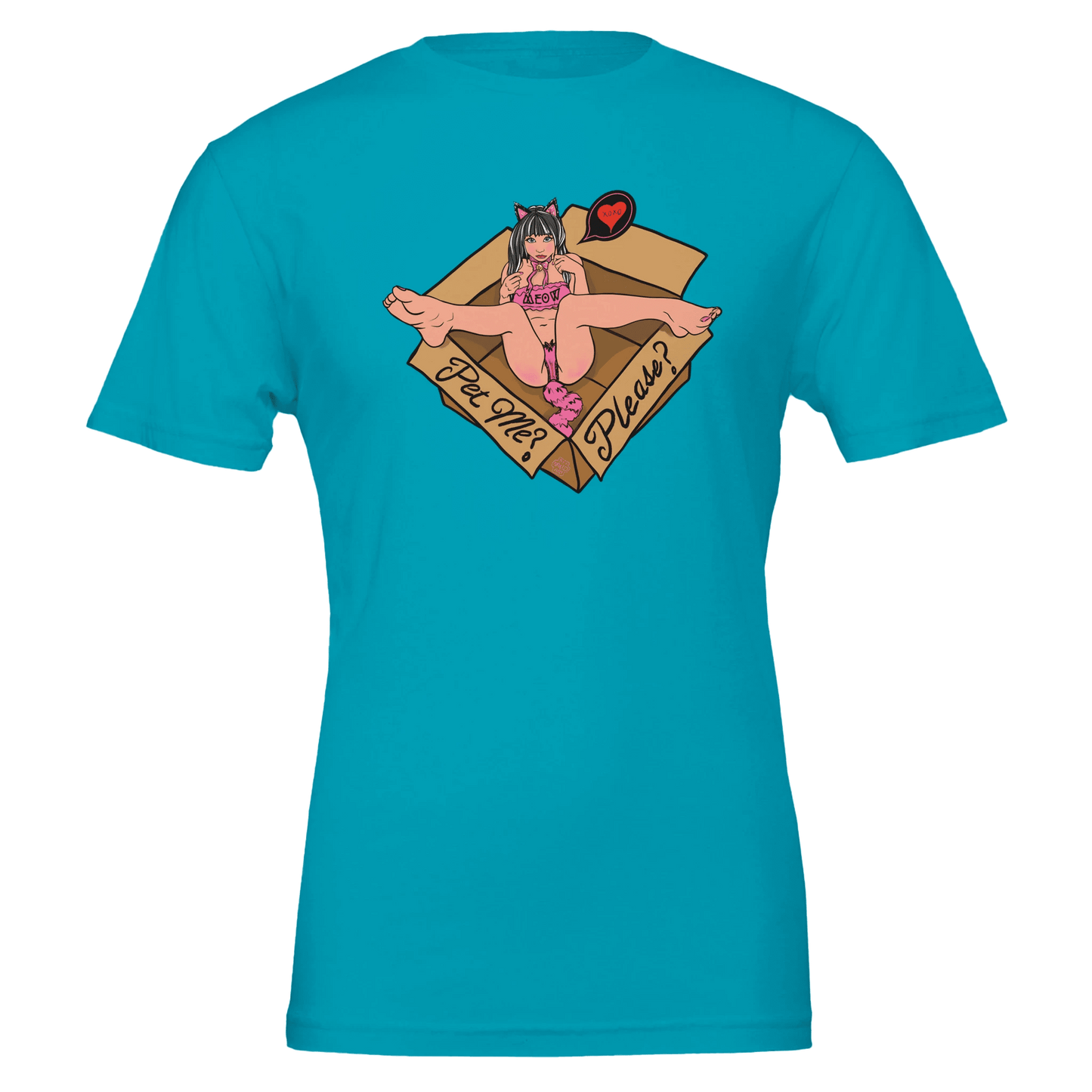 Pet Me Please? Kawaii Cat Girl Tee – Bella + Canvas 3001 - Urban Muse & Sultry Hues
