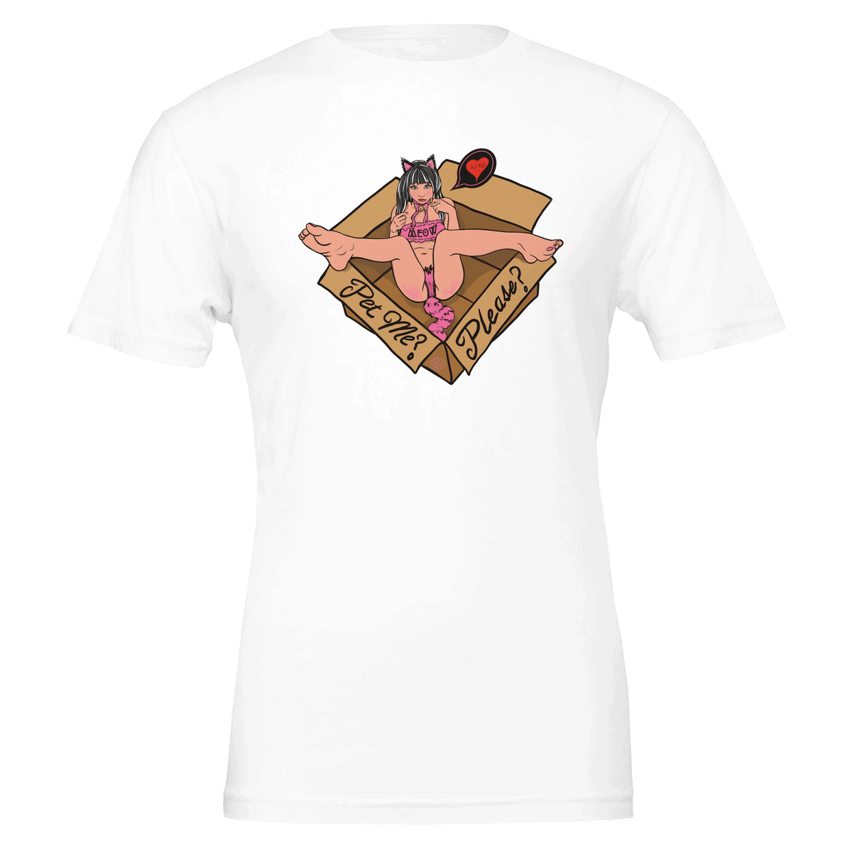 Pet Me Please? Kawaii Cat Girl Tee – Bella + Canvas 3001 - Urban Muse & Sultry Hues