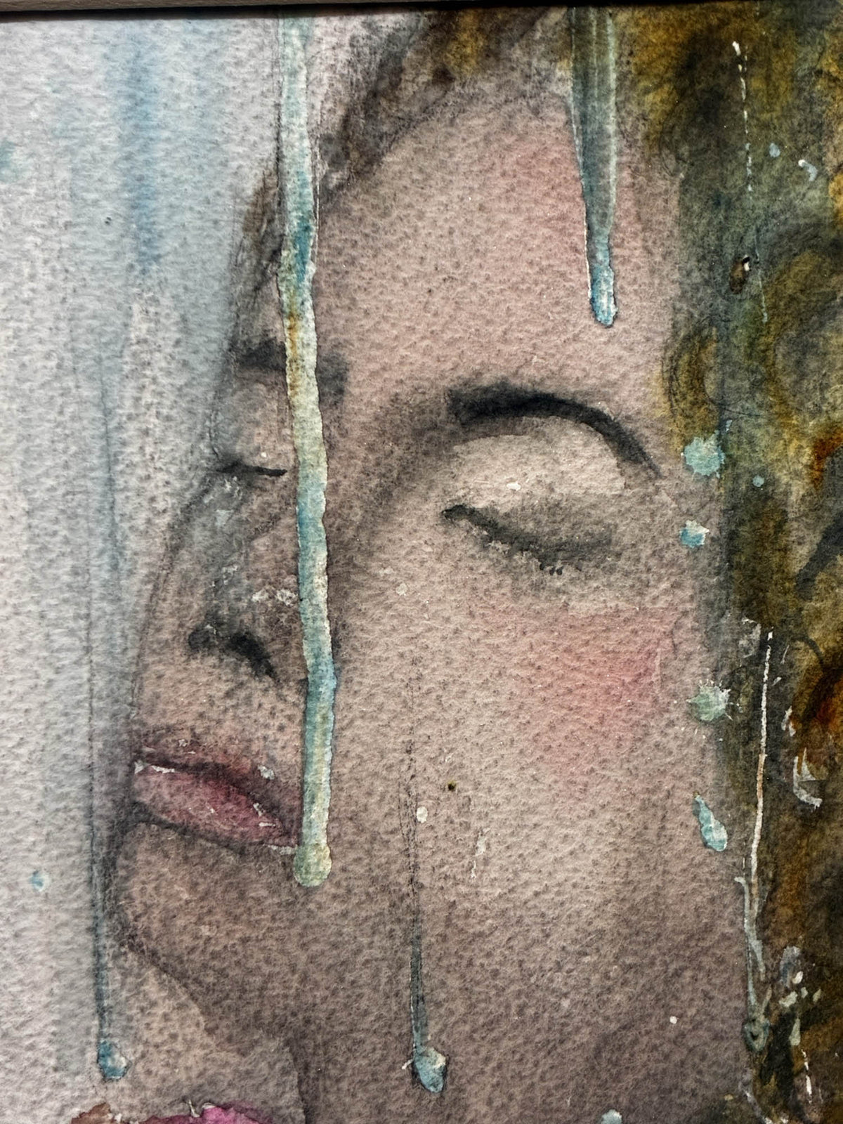 Pink Roses in the Rain – Dreamy Watercolor Inspired by Da Vinci – 9x12” - Urban Muse & Sultry Hues
