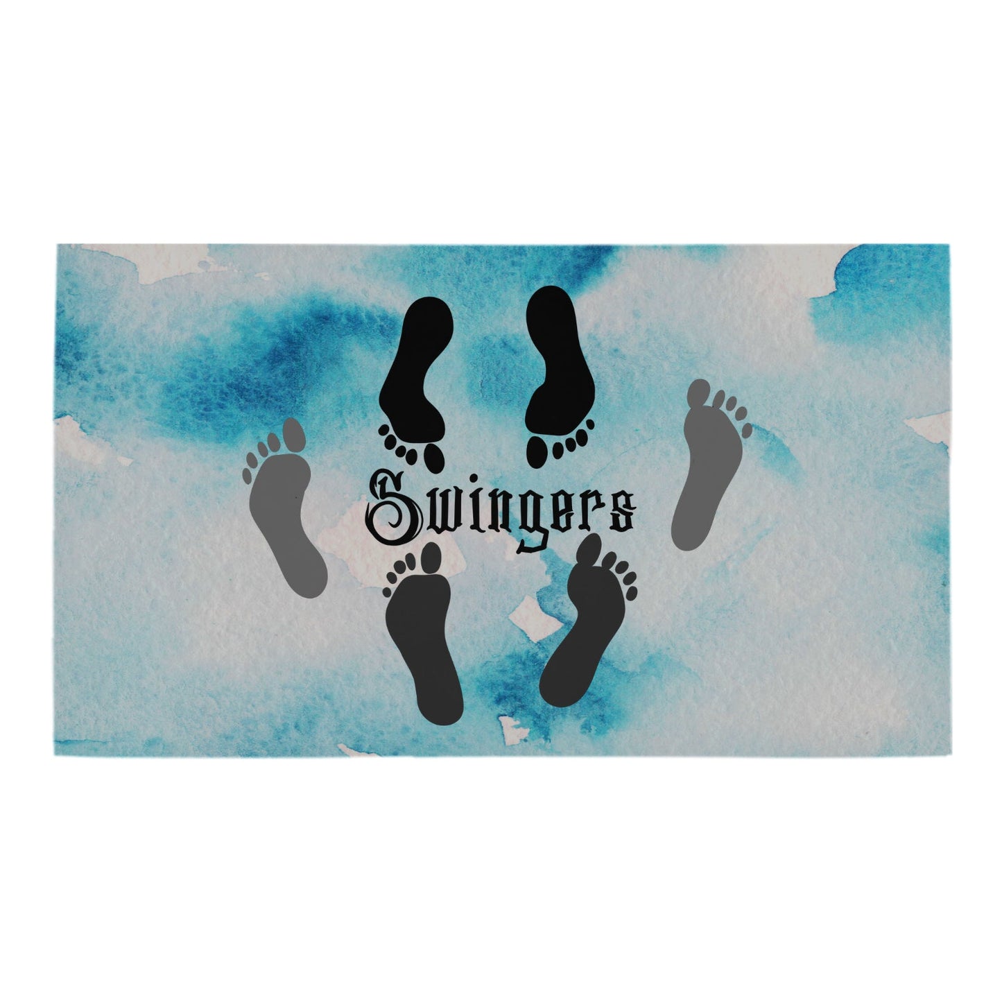 Playful Swingers Footprints Bath Rug – Cheeky Threesome Hint – 16x28” - Urban Muse & Sultry Hues