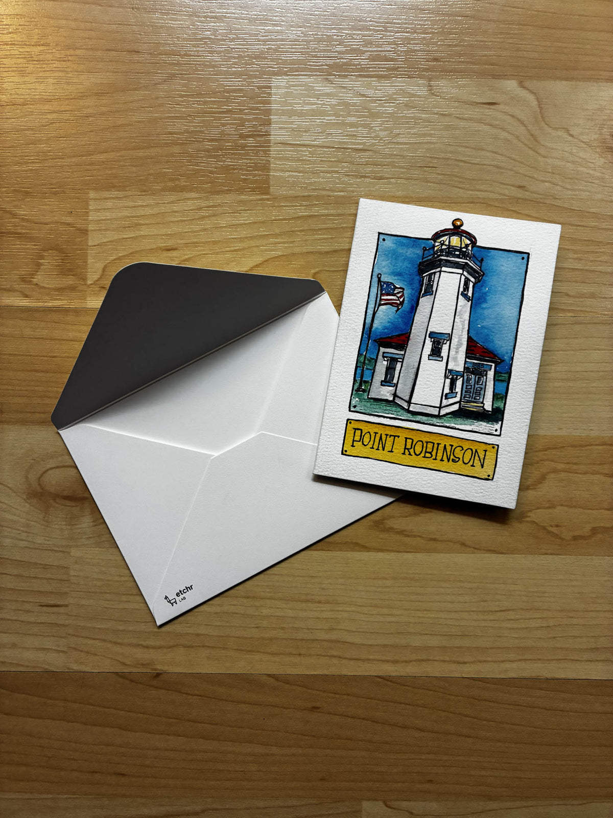 Point Robinson Lighthouse Watercolor Card – 4x6" - Urban Muse & Sultry Hues