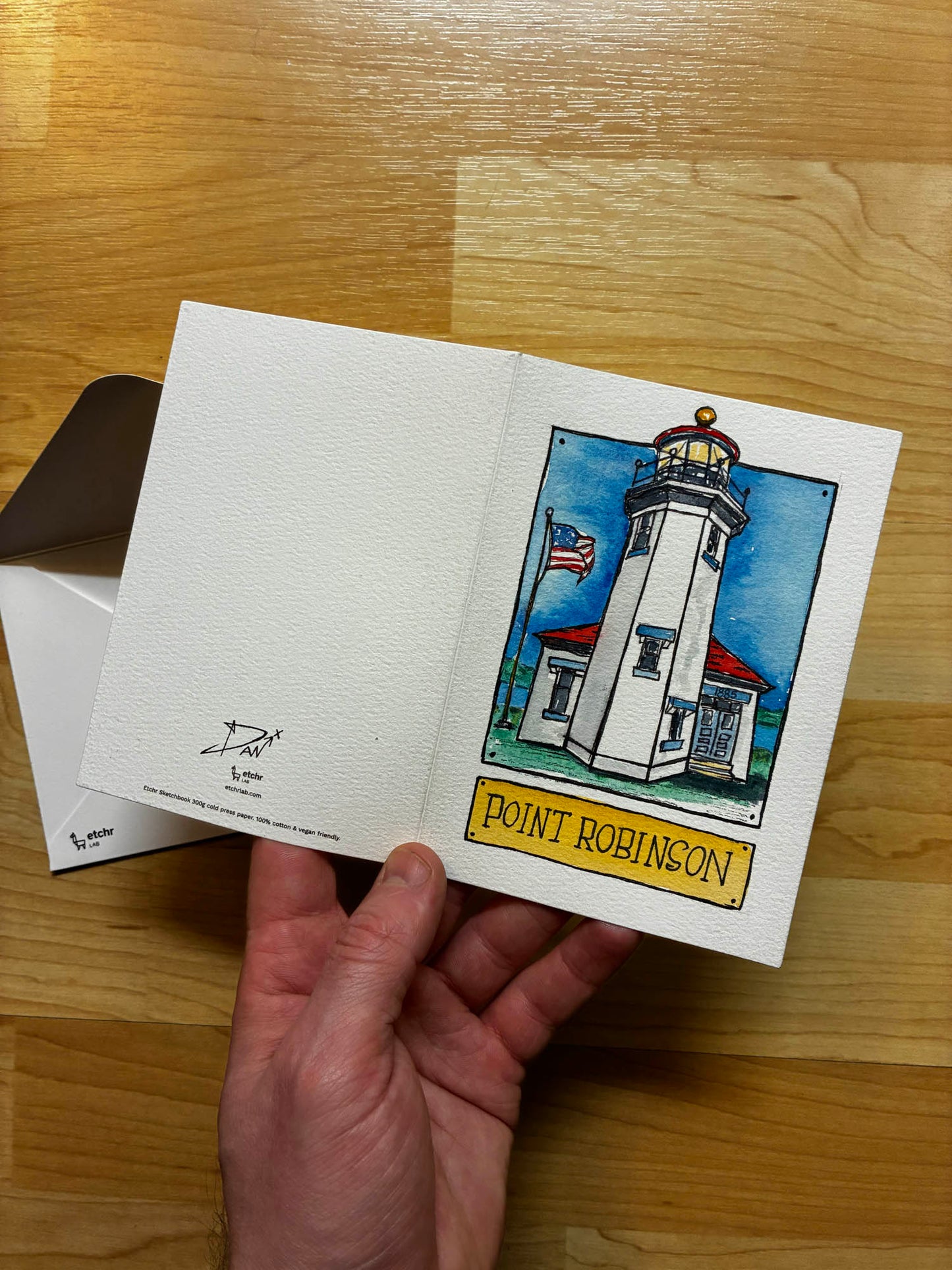 Point Robinson Lighthouse Watercolor Card – 4x6" - Urban Muse & Sultry Hues