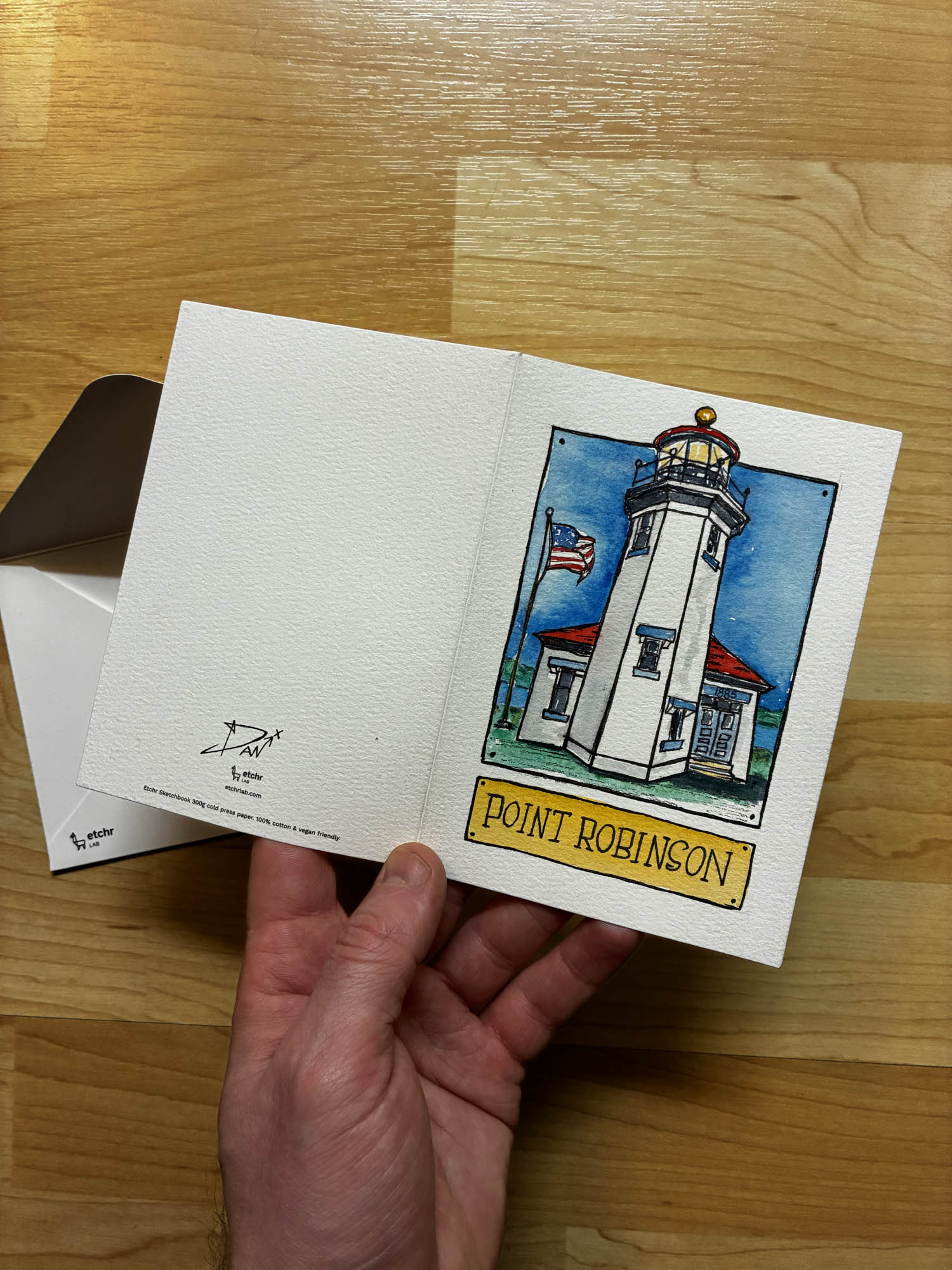 Point Robinson Lighthouse Watercolor Card – 4x6" - Urban Muse & Sultry Hues