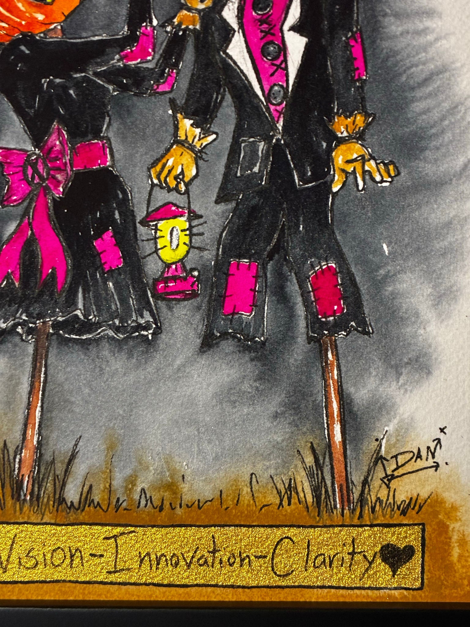 Pumpkin Couple “Vision Innovation Clarity” – Romantic Halloween Watercolor - Urban Muse & Sultry Hues