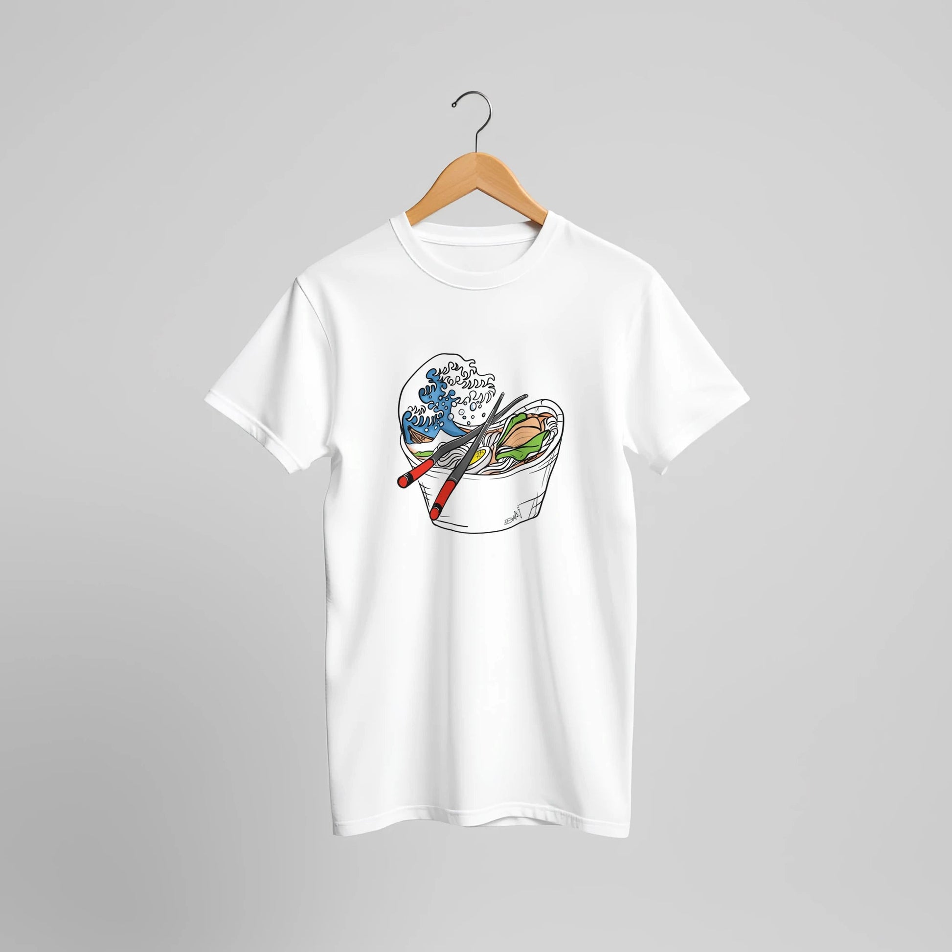 Ramen Wave Takeout Tee – Great Wave & Chopsticks – Unisex Bella+Canvas 3001 - Urban Muse & Sultry Hues
