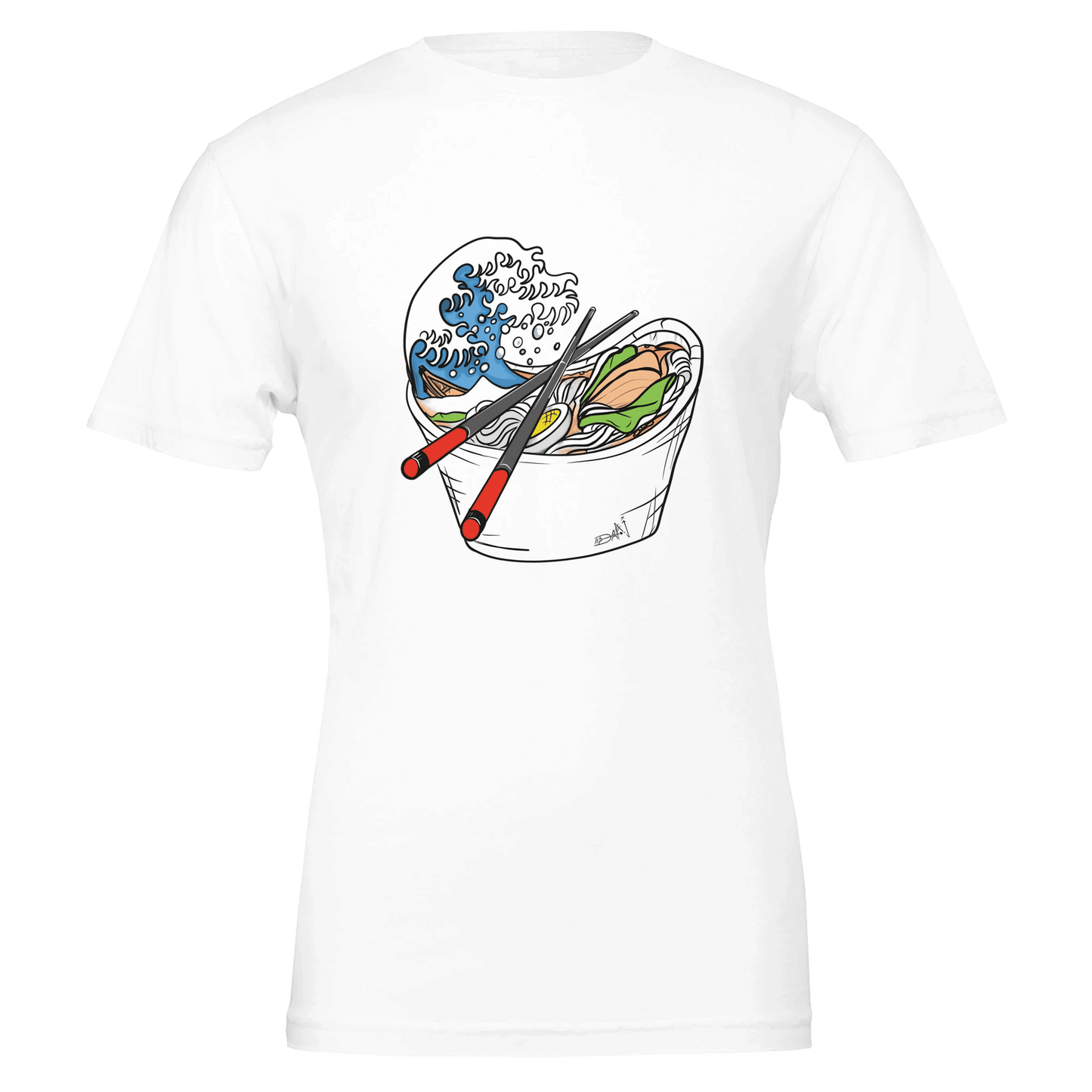 Ramen Wave Takeout Tee – Great Wave & Chopsticks – Unisex Bella+Canvas 3001 - Urban Muse & Sultry Hues
