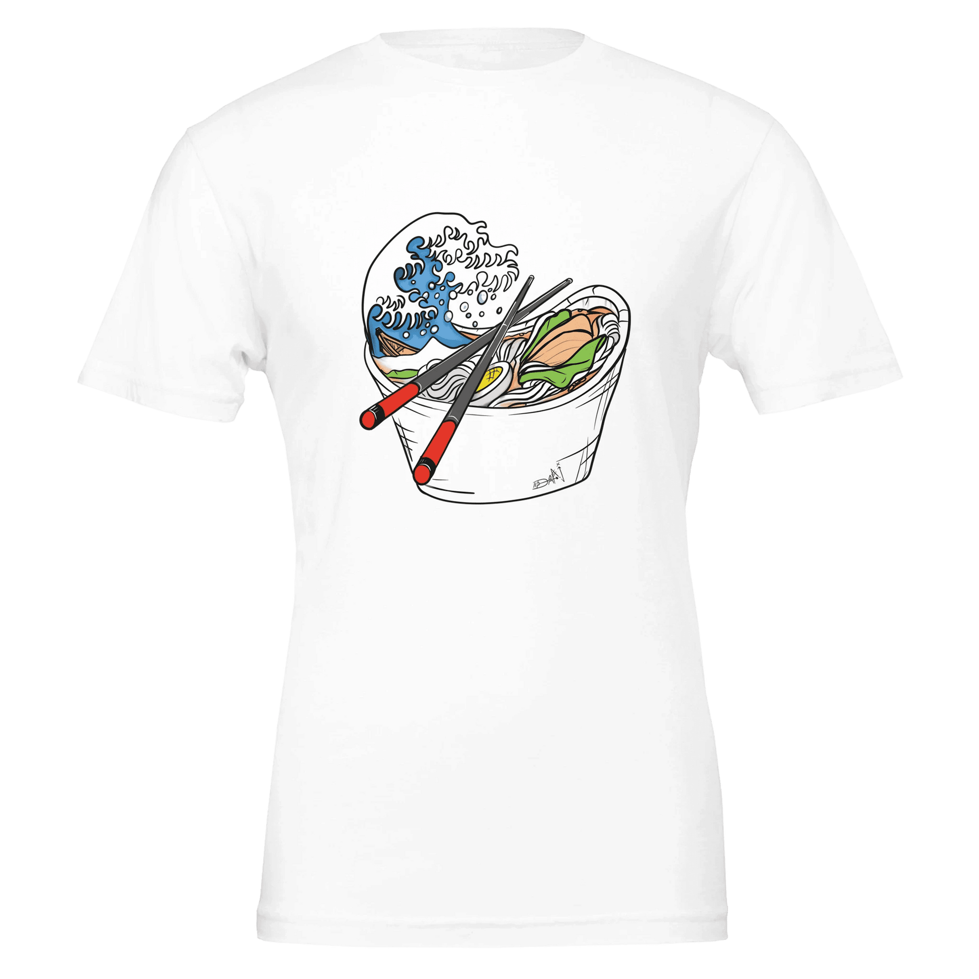Ramen Wave Takeout Tee – Great Wave & Chopsticks – Unisex Bella+Canvas 3001 - Urban Muse & Sultry Hues