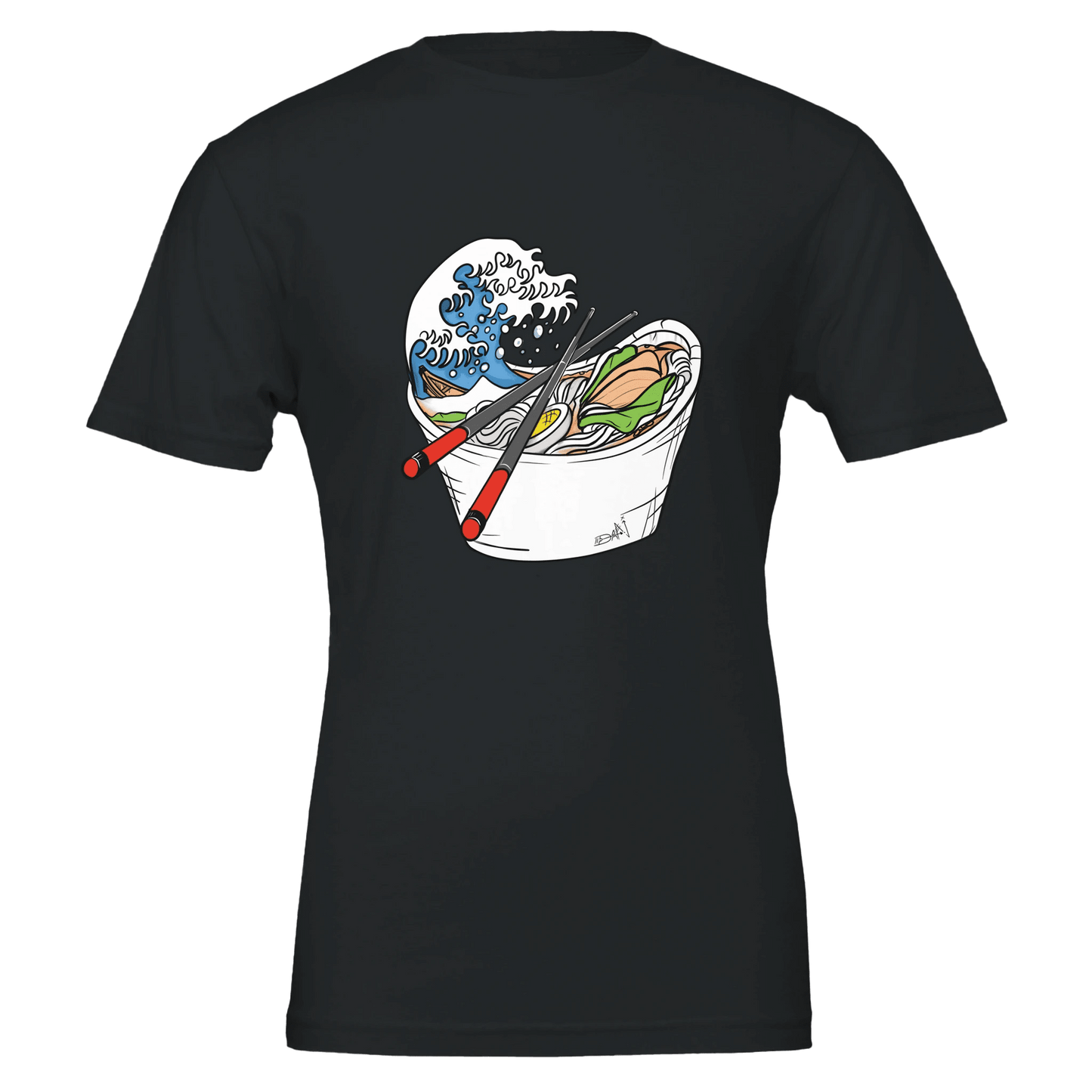 Ramen Wave Takeout Tee – Great Wave & Chopsticks – Unisex Bella+Canvas 3001 - Urban Muse & Sultry Hues