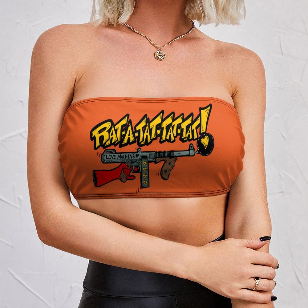 Rat - A - Tat - Tat Love Machine Chest Wrap | Heart - Shooting Bandeau Top - Urban Muse & Sultry Hues