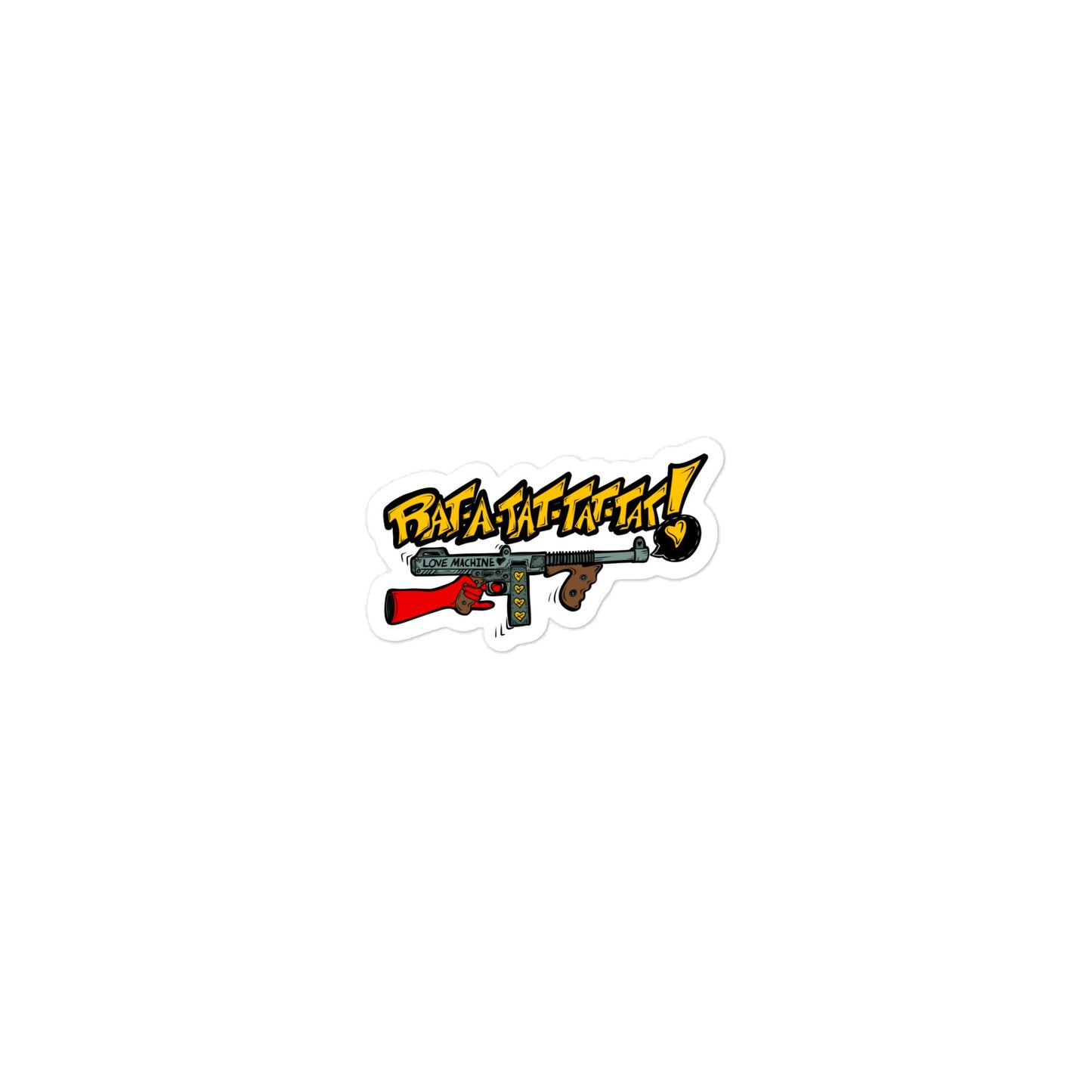 Rat - a - Tat - Tat Pop Art Love Machine Tommy Gun Die - cut stickers - Urban Muse & Sultry Hues