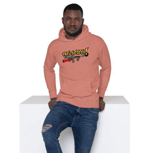 Rat-A-Tat-Tat Pop Art Love Machine Tommy Gun Unisex Hoodie - Urban Muse & Sultry Hues