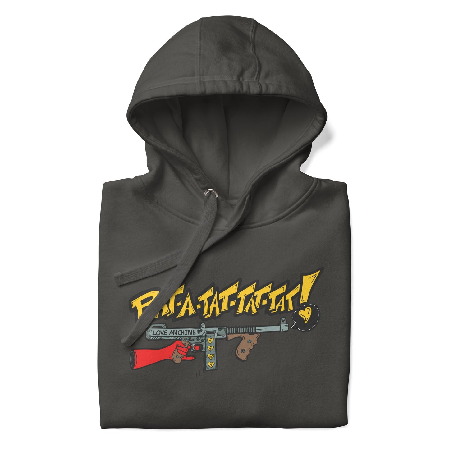 Rat-A-Tat-Tat Pop Art Love Machine Tommy Gun Unisex Hoodie - Urban Muse & Sultry Hues