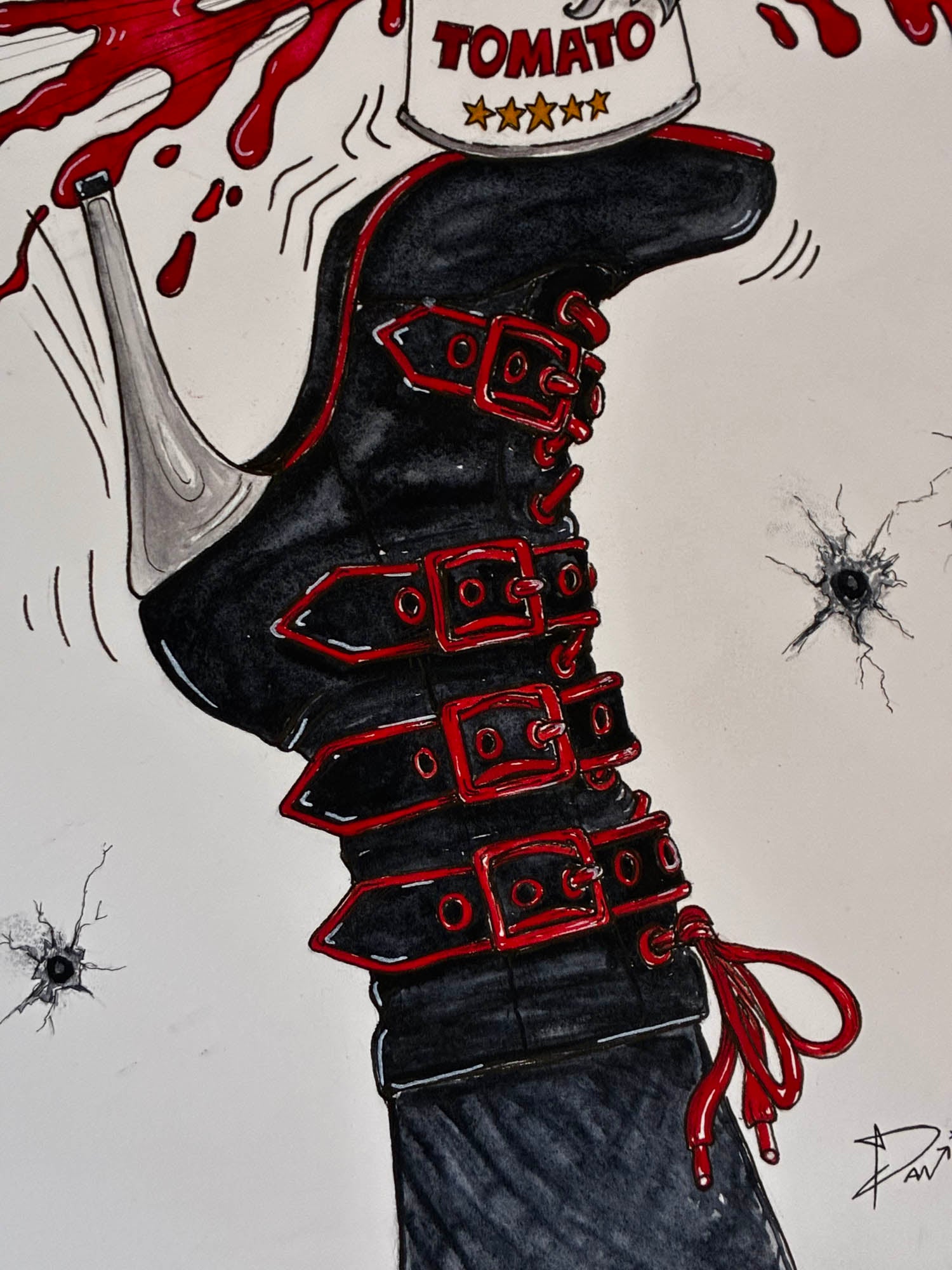 Raw Art Monthly Post Cover: Fetish Boot Kicks Warhol Soup Can – 15x19” - Urban Muse & Sultry Hues