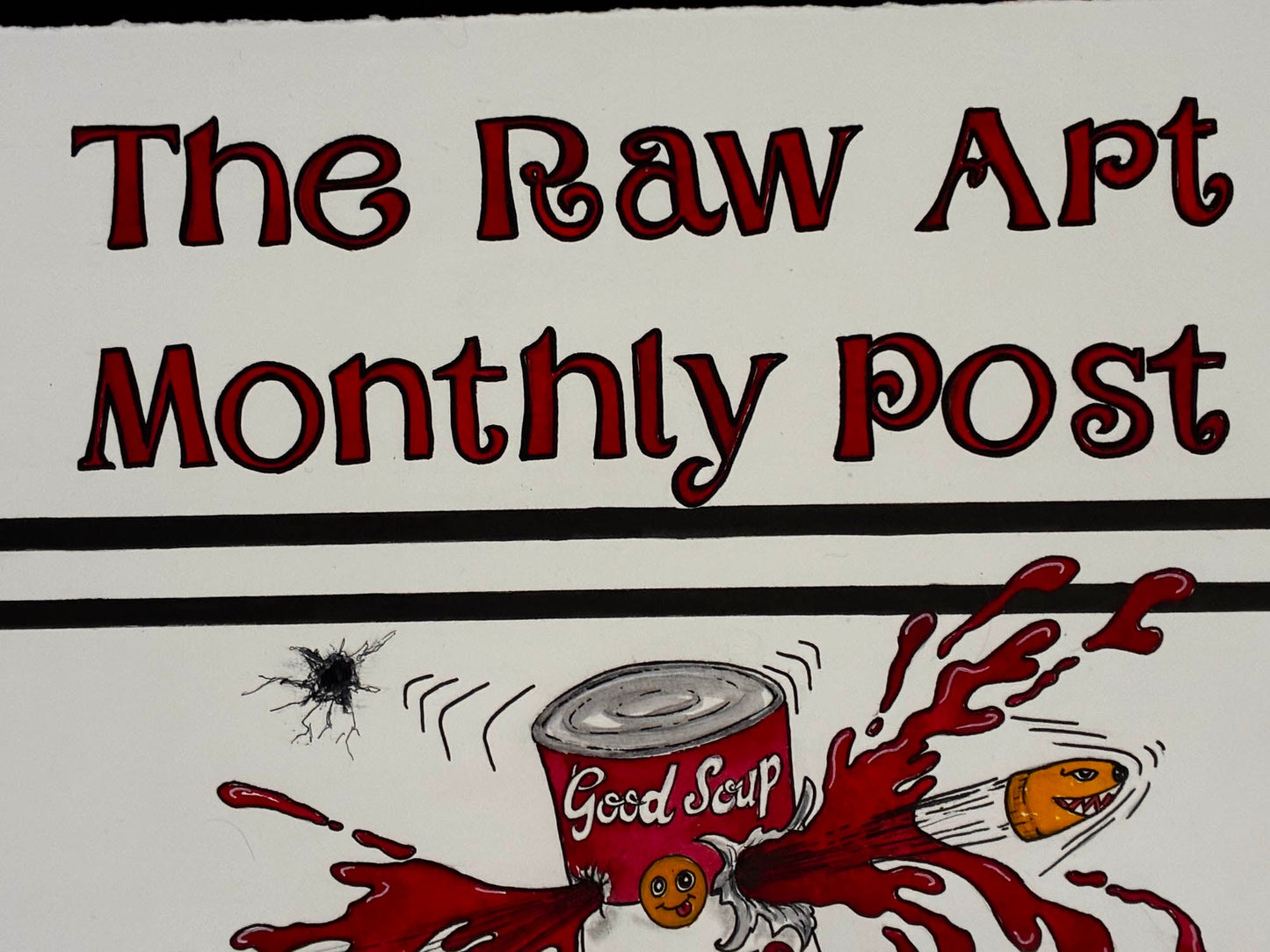 Raw Art Monthly Post Cover: Fetish Boot Kicks Warhol Soup Can – 15x19” - Urban Muse & Sultry Hues
