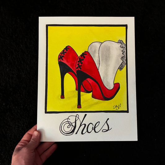 Red High Heels — Original Watercolor Painting - Urban Muse & Sultry Hues