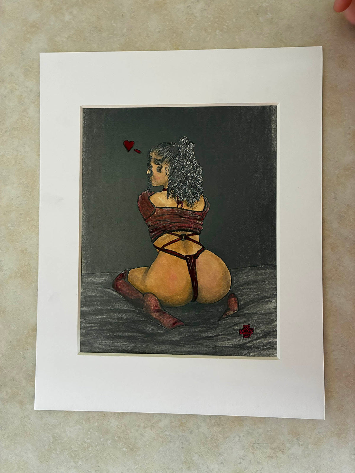 Red Thong Cute Booty Babe 8x10" - Urban Muse & Sultry Hues