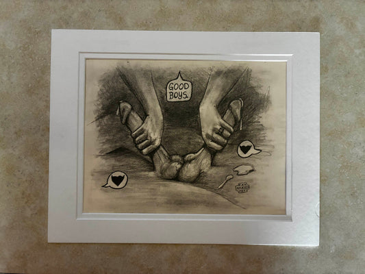 Sensual Male Duo Pencil Drawing 8.5x11” - Urban Muse & Sultry Hues
