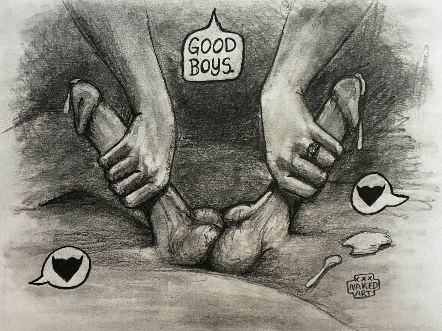 Sensual Male Duo Pencil Drawing 8.5x11” - Urban Muse & Sultry Hues