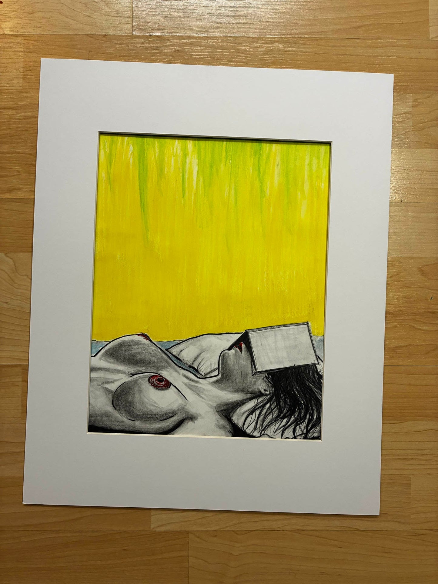 Sleepy Little Bookworm – Sensual Inktense Watercolor Nude – 11x14” - Urban Muse & Sultry Hues