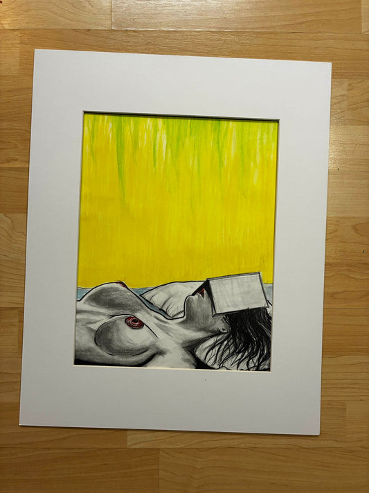 Sleepy Little Bookworm – Sensual Inktense Watercolor Nude – 11x14” - Urban Muse & Sultry Hues