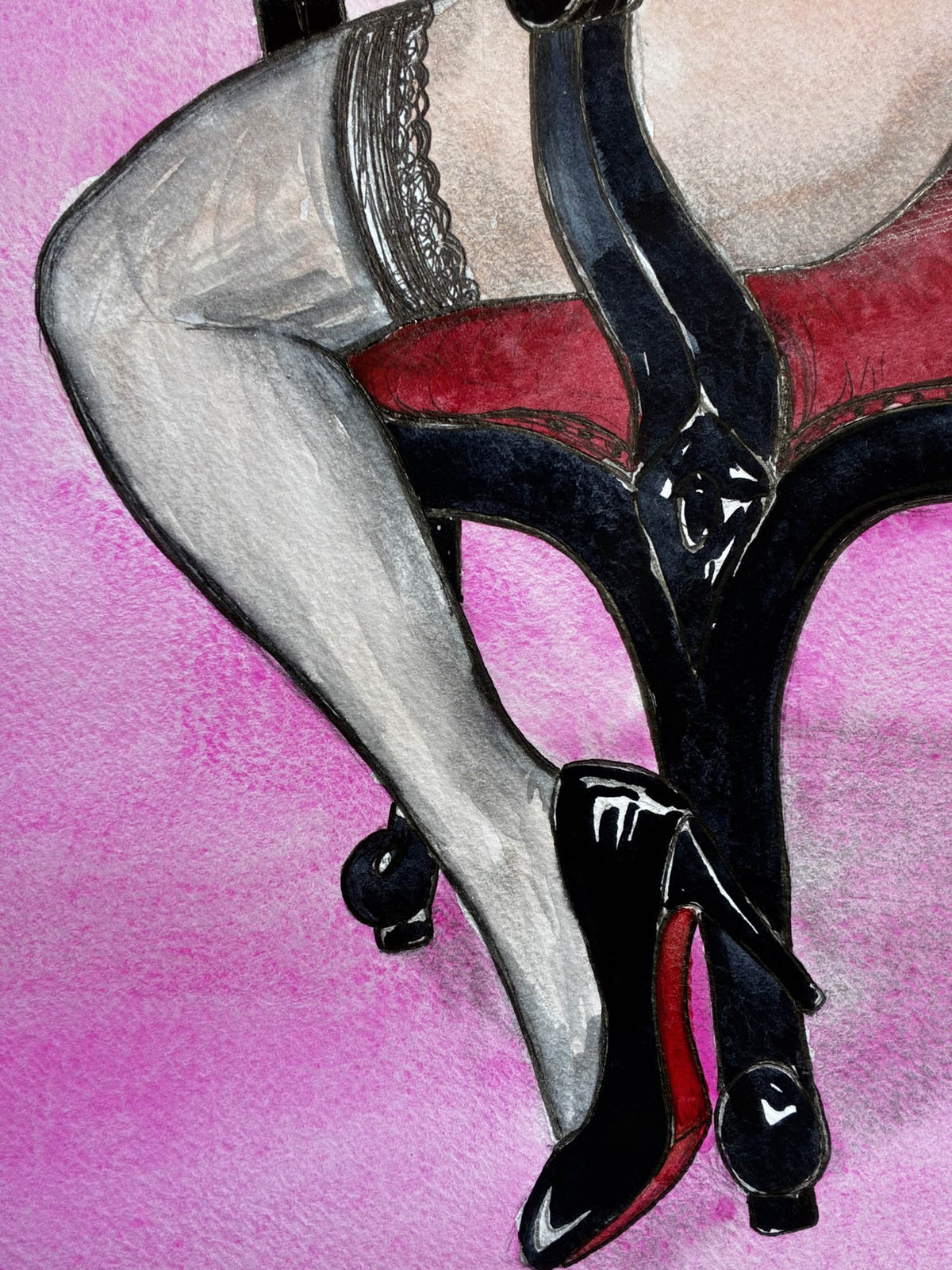 Snack Bar Queen – Sensual Nude Watercolor Pin-Up – 11x14 - Urban Muse & Sultry Hues