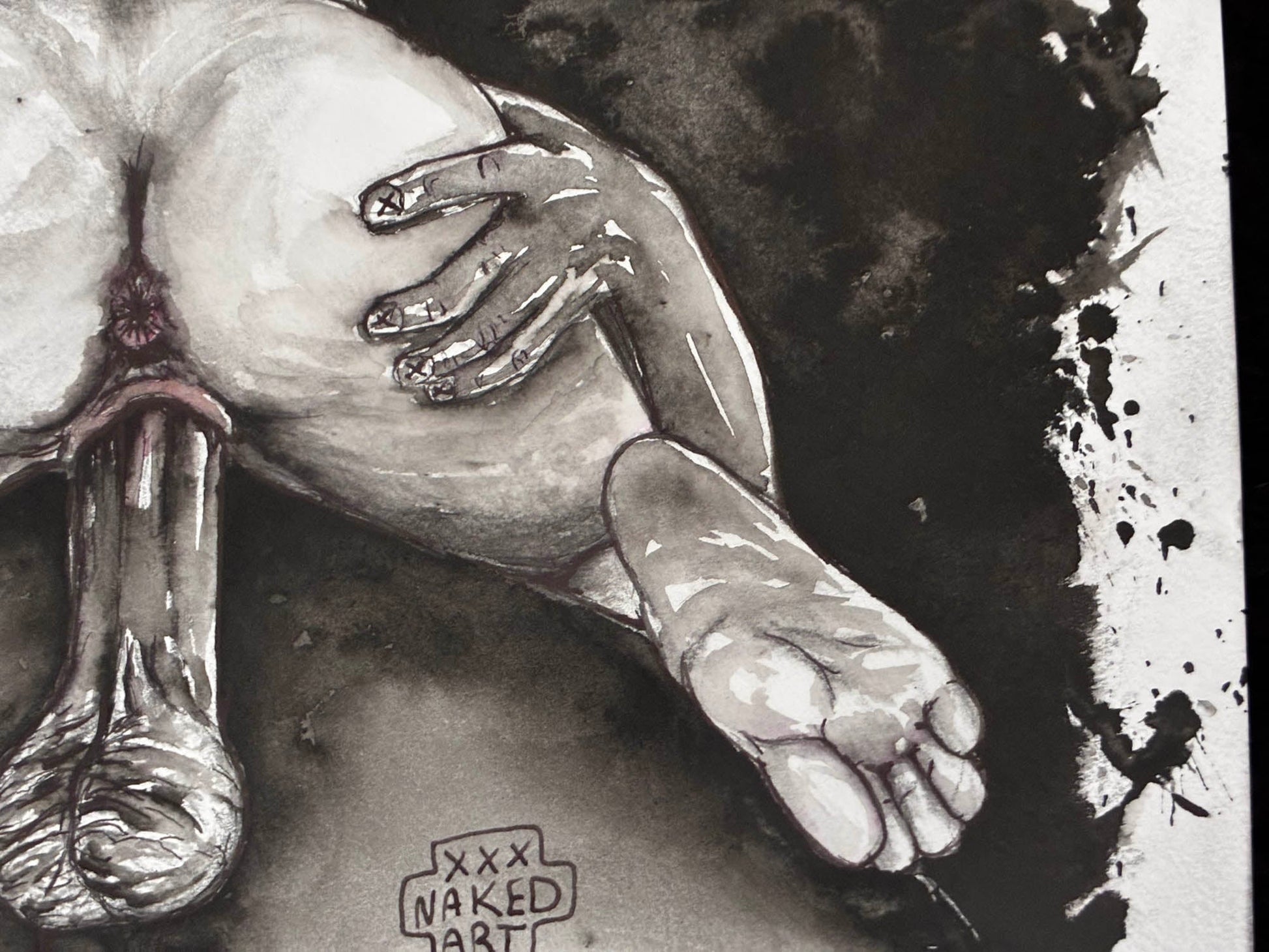 Spread Wide Erotic Watercolor – 6x12 - Urban Muse & Sultry Hues