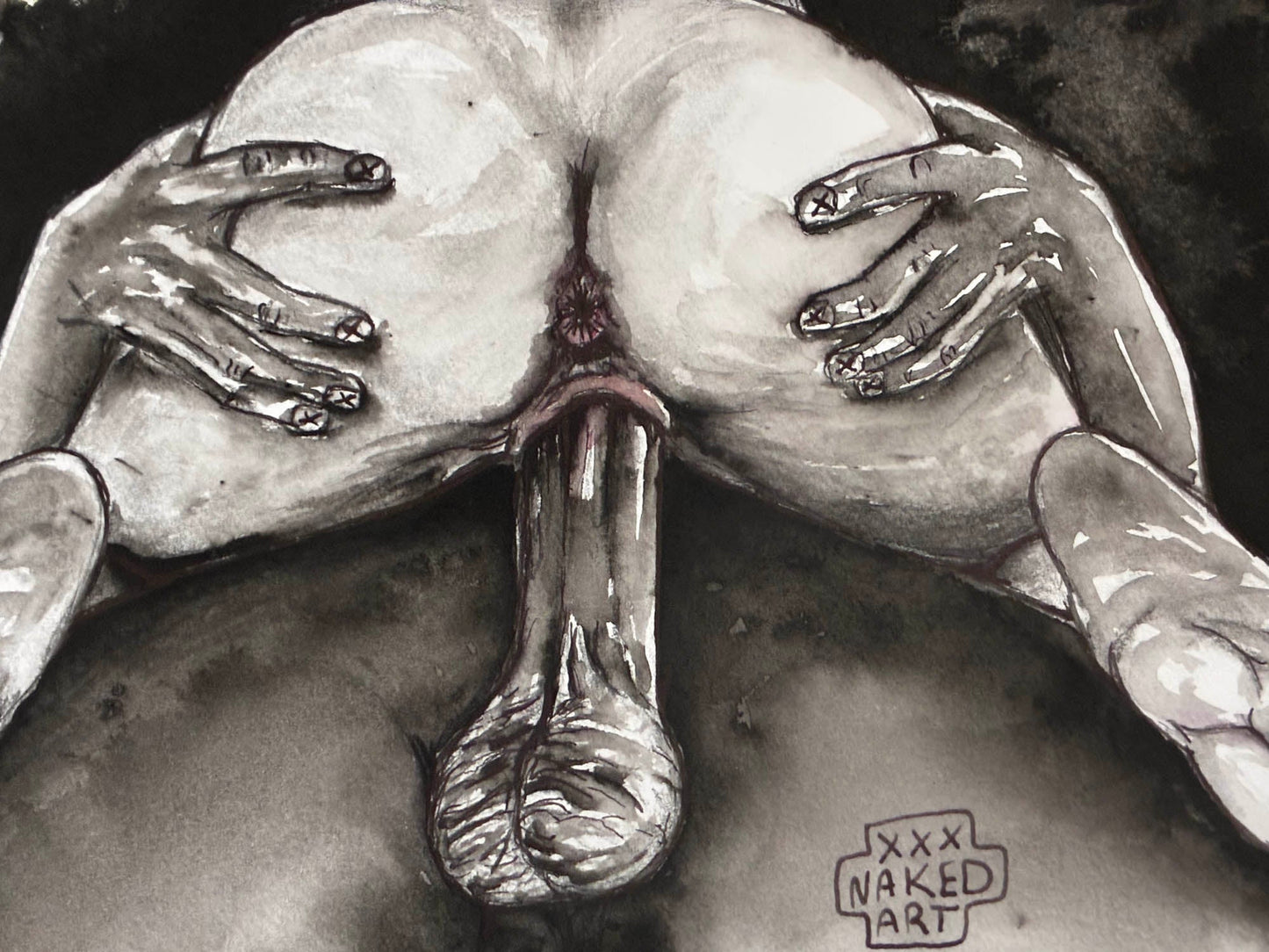 Spread Wide Erotic Watercolor – 6x12 - Urban Muse & Sultry Hues