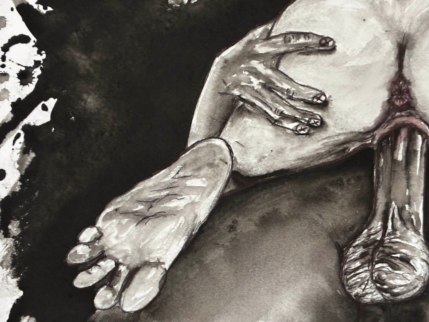 Spread Wide Erotic Watercolor – 6x12 - Urban Muse & Sultry Hues