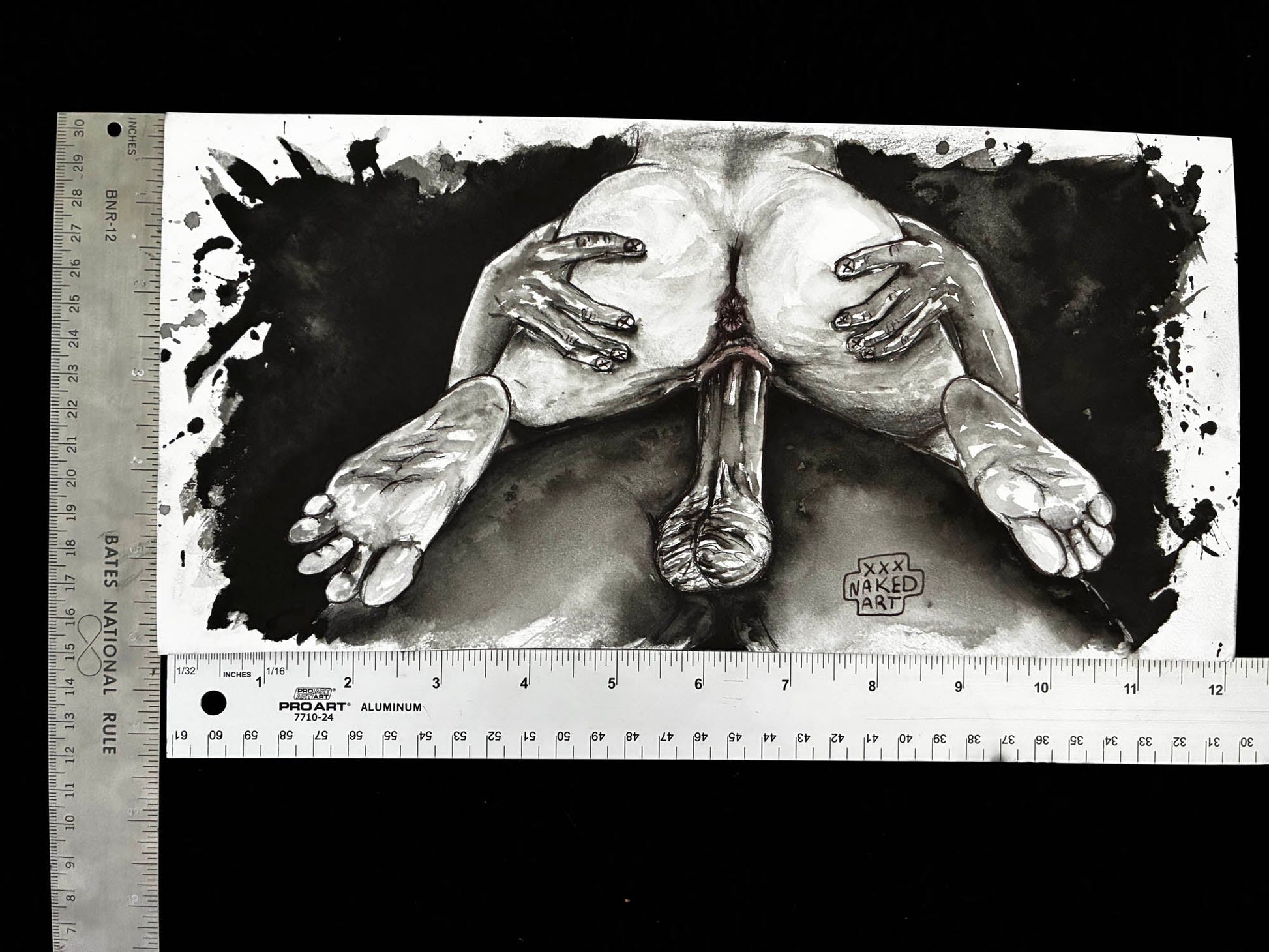 Spread Wide Erotic Watercolor – 6x12 - Urban Muse & Sultry Hues