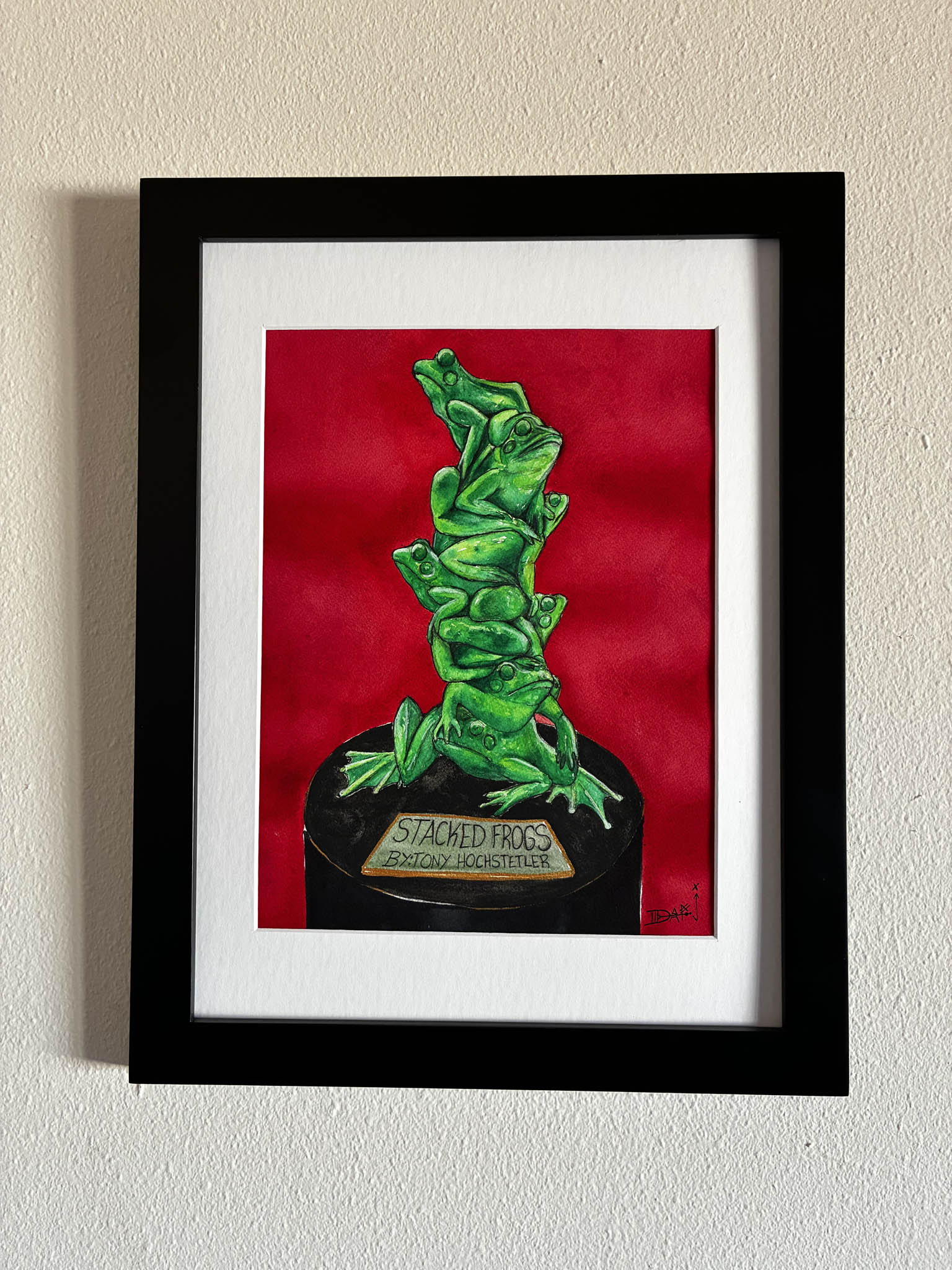 Stacked Frogs Watercolor – Sheridan Wyoming Sculpture Art - Urban Muse & Sultry Hues