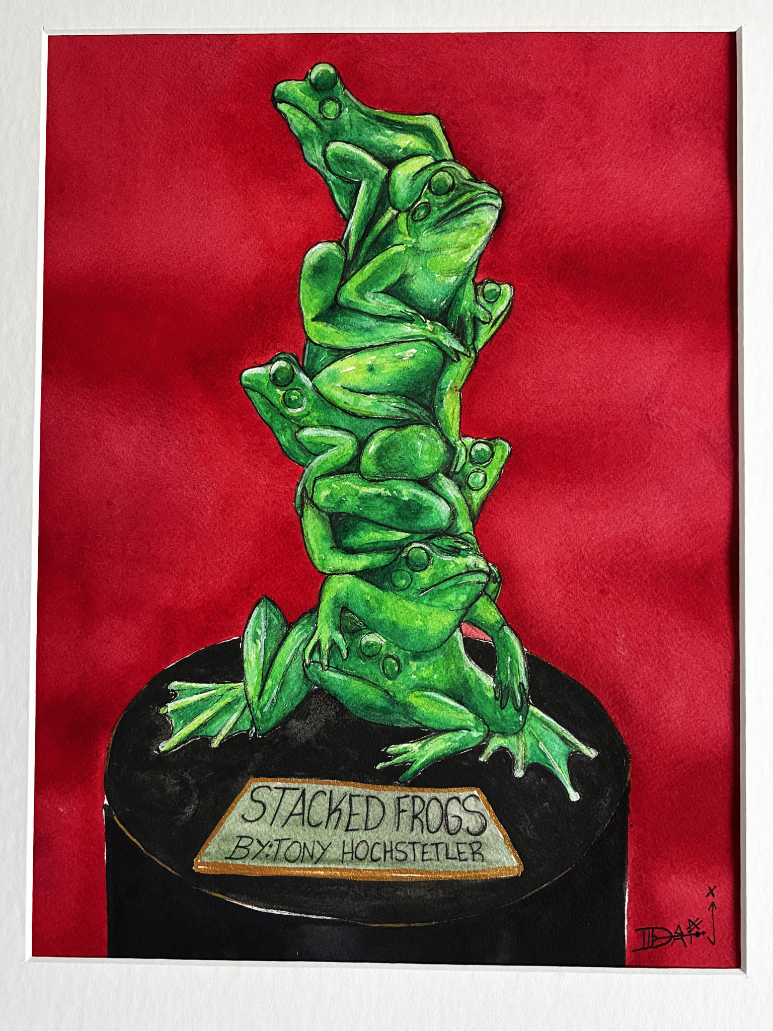 Stacked Frogs Watercolor – Sheridan Wyoming Sculpture Art - Urban Muse & Sultry Hues