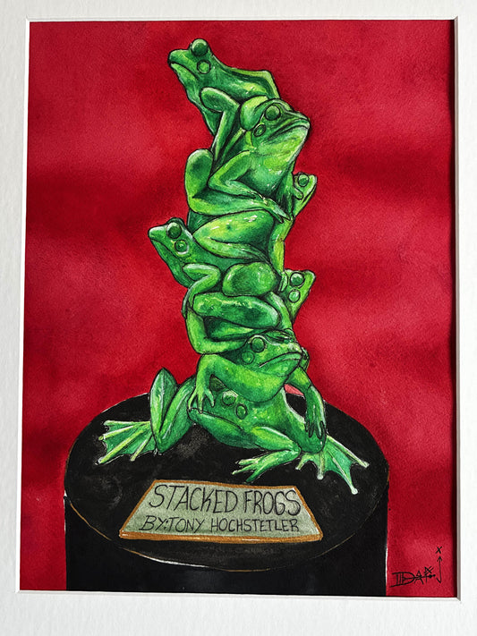 Stacked Frogs Watercolor – Sheridan Wyoming Sculpture Art - Urban Muse & Sultry Hues