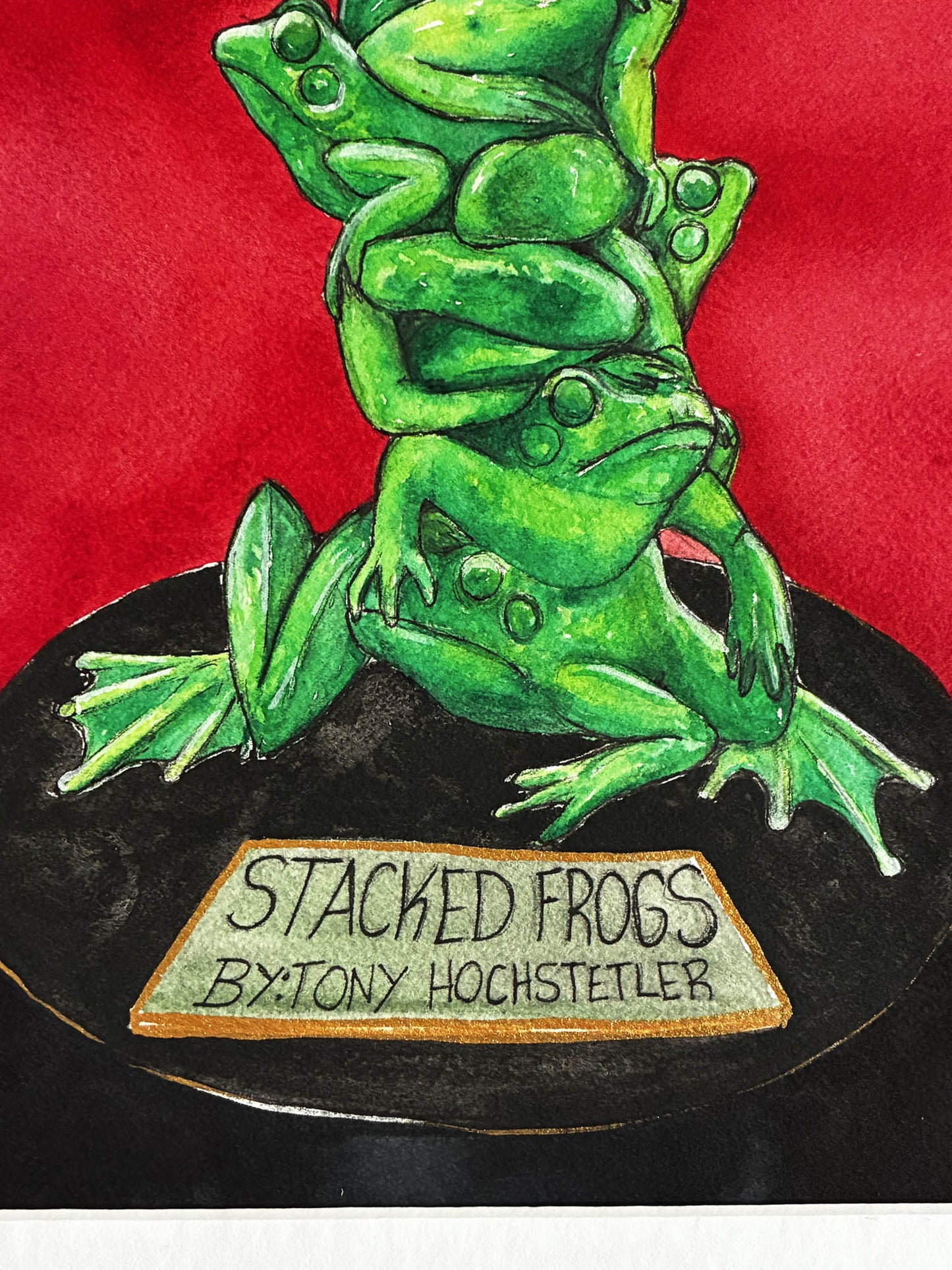 Stacked Frogs Watercolor – Sheridan Wyoming Sculpture Art - Urban Muse & Sultry Hues