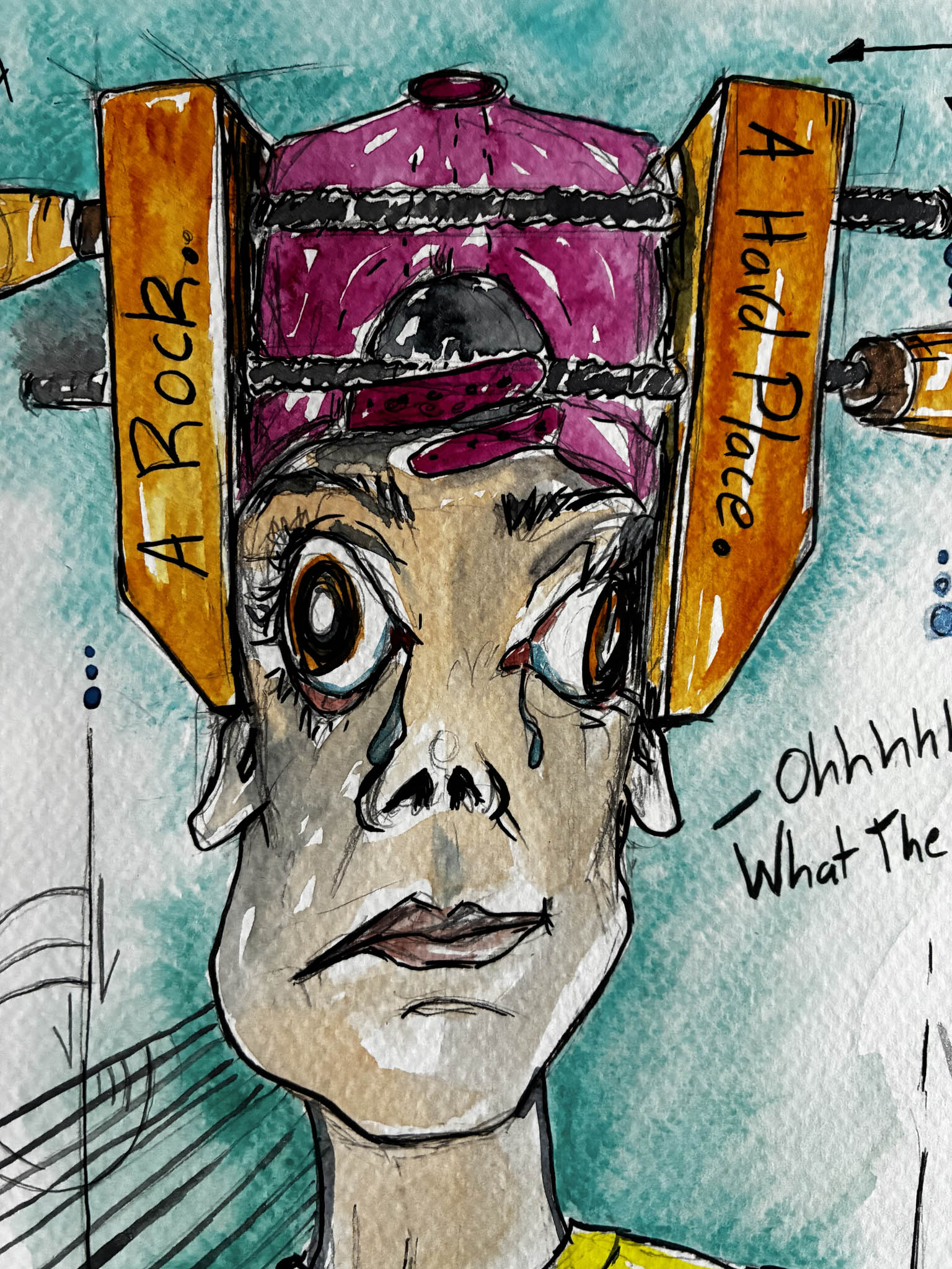 Stuck Between a Rock and a Hard Place Watercolor - Urban Muse & Sultry Hues