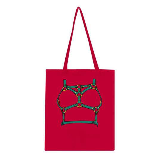Sultry Teal Harness Straps & Golden Rings – Erotic Bondage Illustration Classic Tote Bag - Urban Muse & Sultry Hues