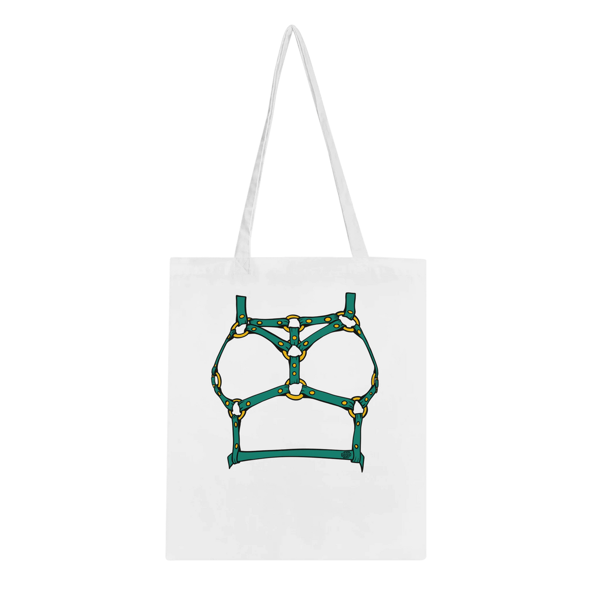 Sultry Teal Harness Straps & Golden Rings – Erotic Bondage Illustration Classic Tote Bag - Urban Muse & Sultry Hues