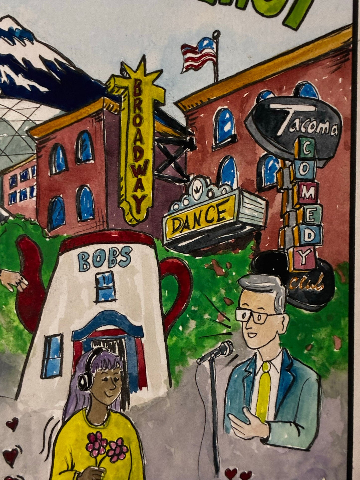 Tacoma Matches Your Energy – Vibrant City Watercolor Art - Urban Muse & Sultry Hues