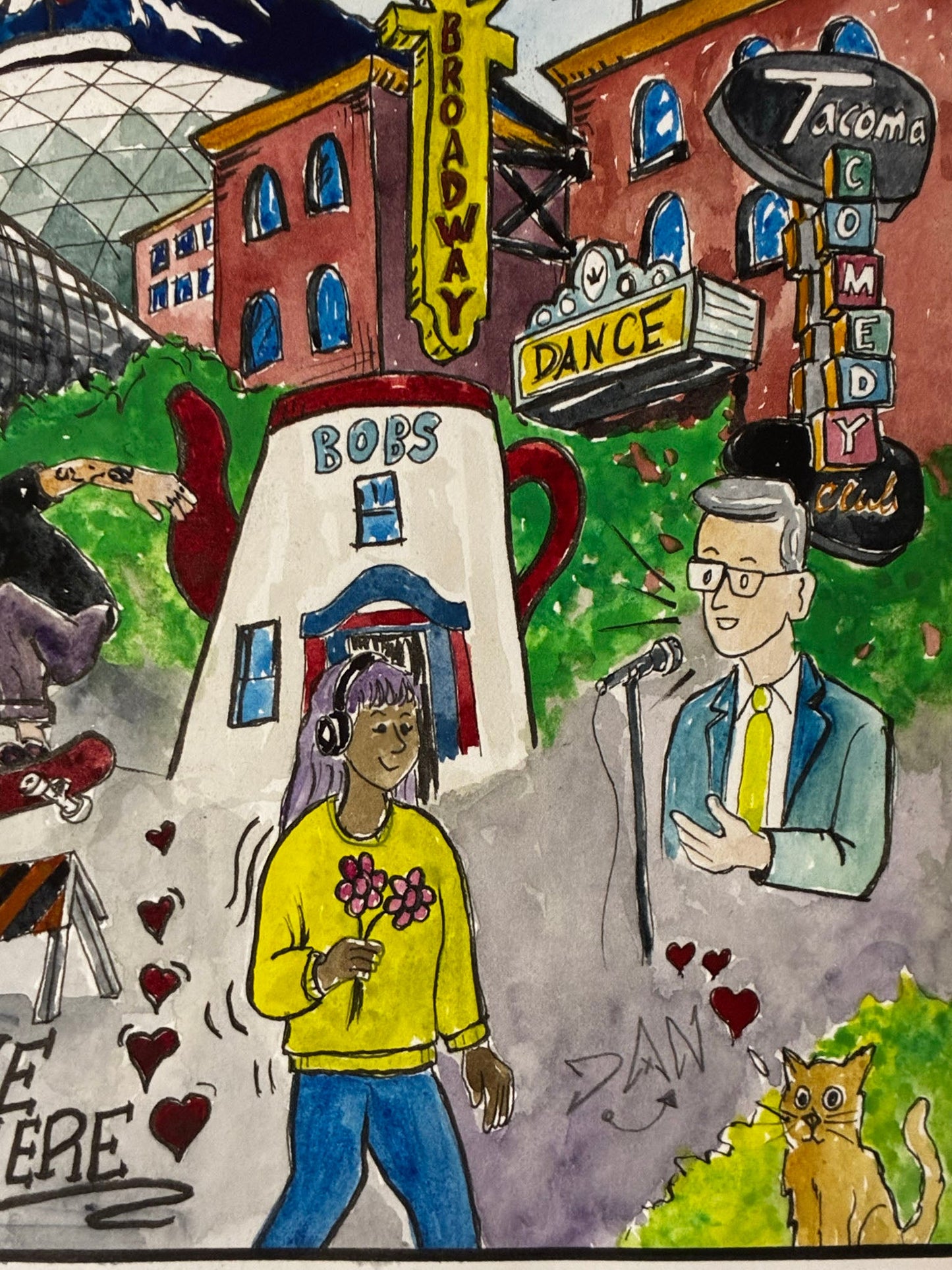 Tacoma Matches Your Energy – Vibrant City Watercolor Art - Urban Muse & Sultry Hues