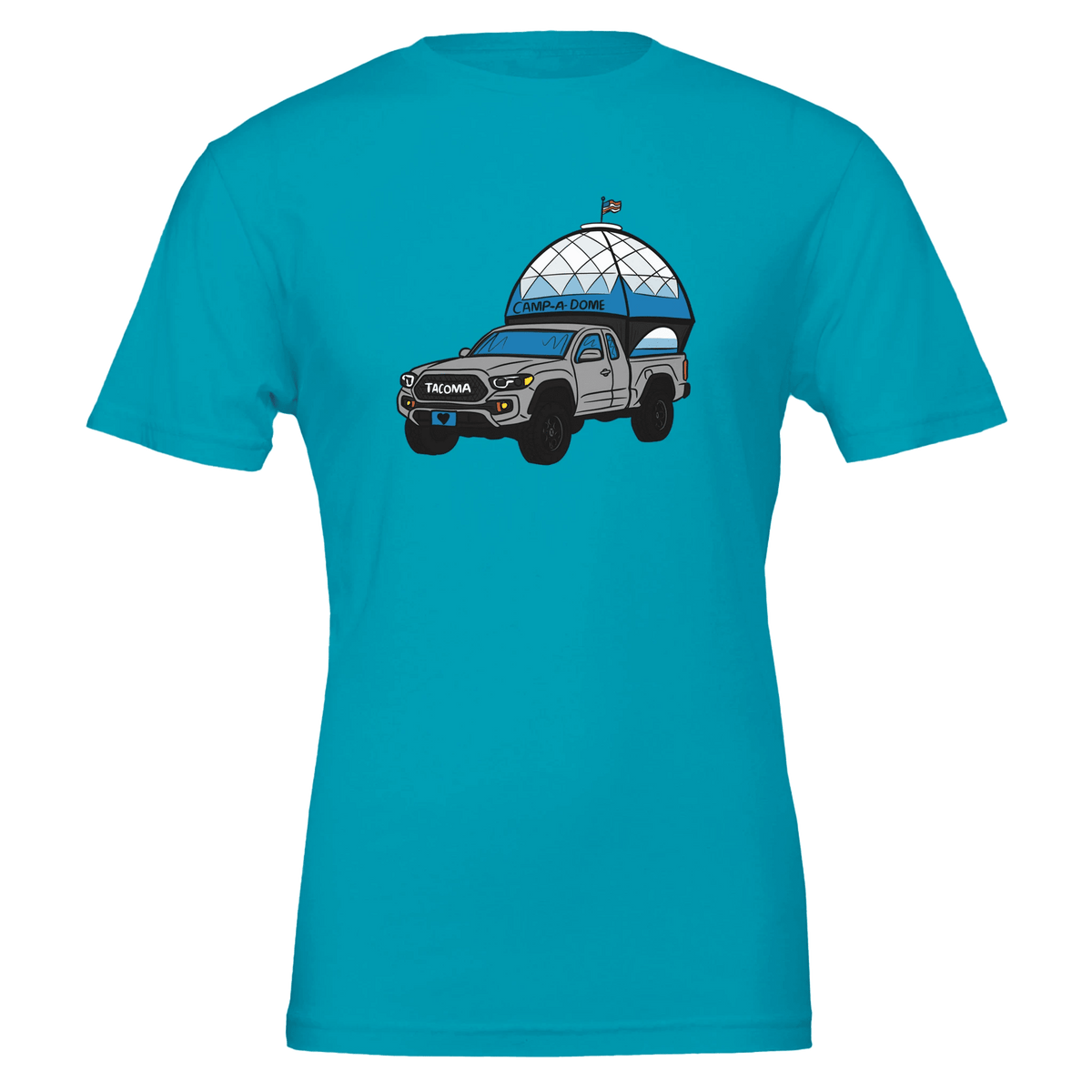 Tacoma WA Humor T-Shirt | Toyota Tacoma Truck & Dome Design | Outdoor Adventure Tee - Urban Muse & Sultry Hues