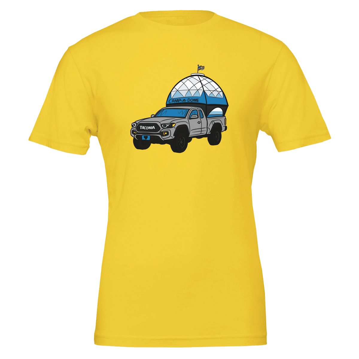 Tacoma WA Humor T-Shirt | Toyota Tacoma Truck & Dome Design | Outdoor Adventure Tee - Urban Muse & Sultry Hues