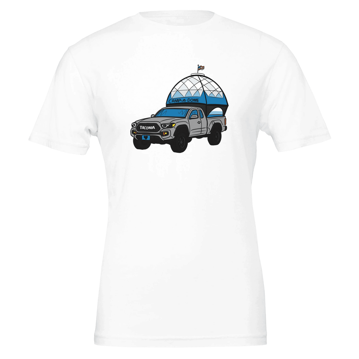 Tacoma WA Humor T-Shirt | Toyota Tacoma Truck & Dome Design | Outdoor Adventure Tee - Urban Muse & Sultry Hues