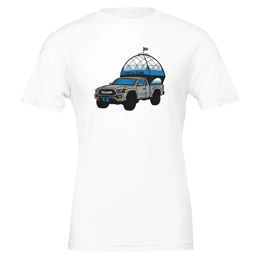 Tacoma WA Humor T-Shirt | Toyota Tacoma Truck & Dome Design | Outdoor Adventure Tee - Urban Muse & Sultry Hues