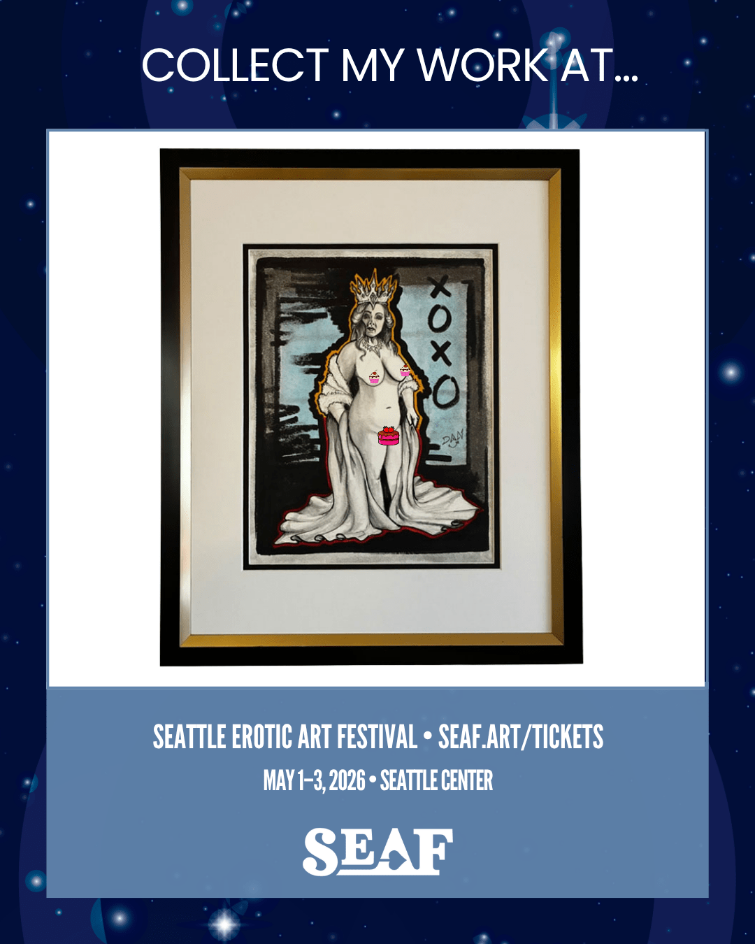 The Queen Erotic Nude Watercolor – Royal Sensual Crown Art – 11x14” - Urban Muse & Sultry Hues