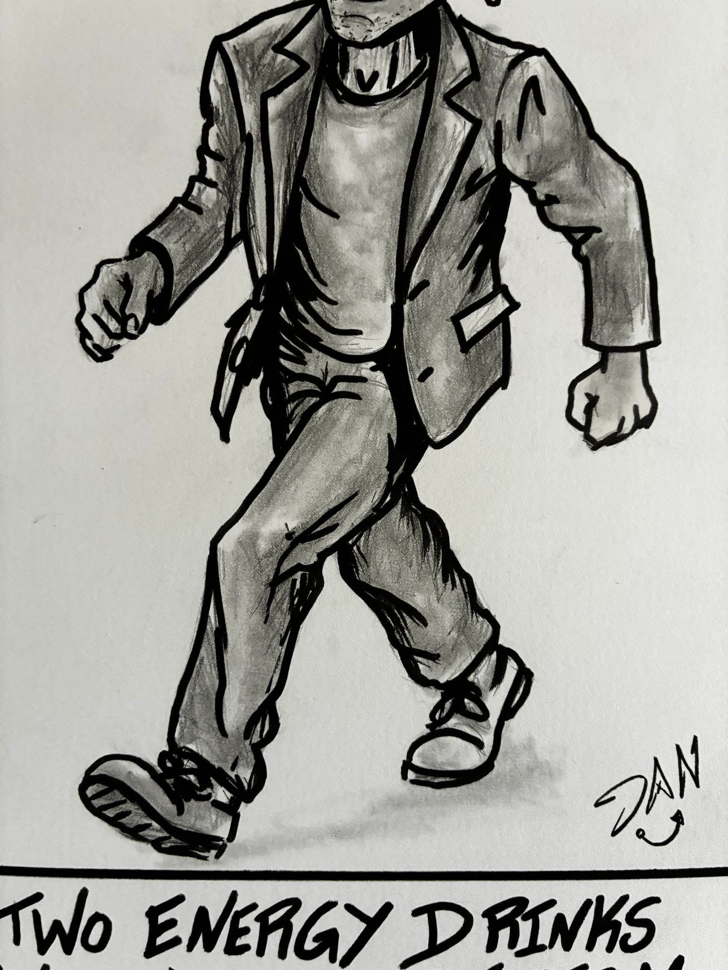 Two Energy Drinks and Blind Optimism – Motivational Pencil Drawing - Urban Muse & Sultry Hues