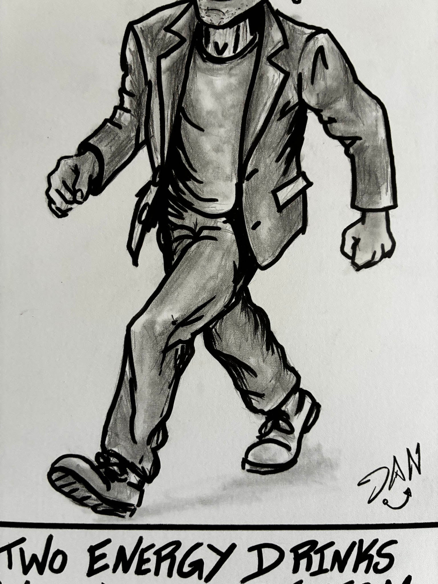 Two Energy Drinks and Blind Optimism – Motivational Pencil Drawing - Urban Muse & Sultry Hues