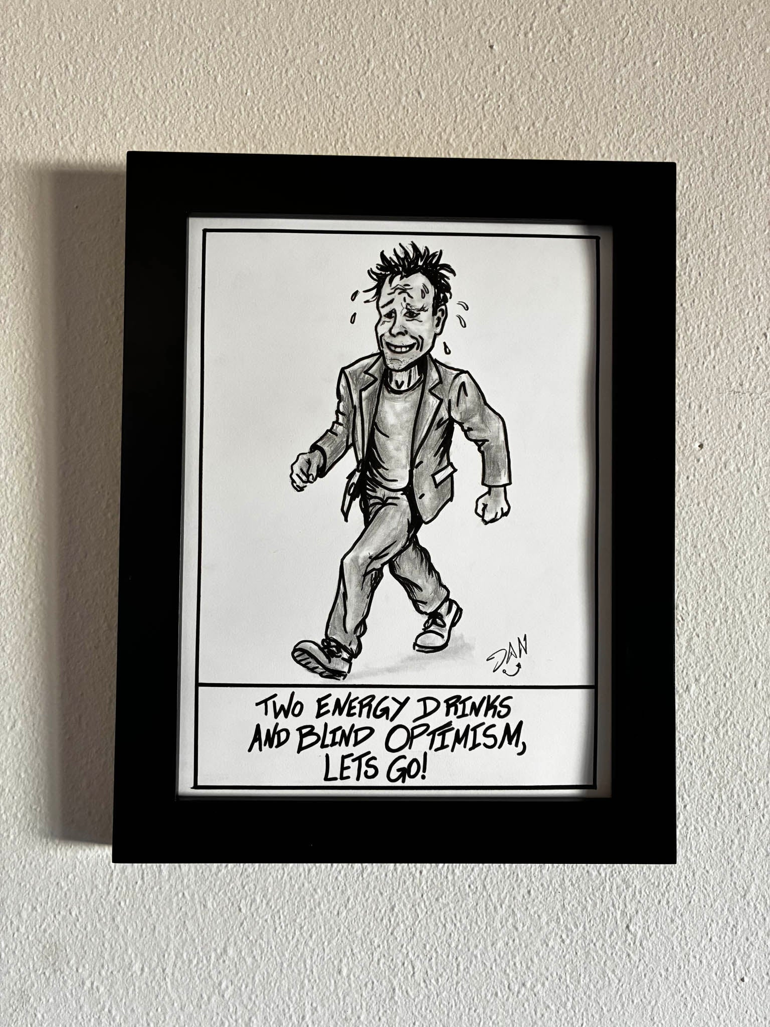 Two Energy Drinks and Blind Optimism – Motivational Pencil Drawing - Urban Muse & Sultry Hues